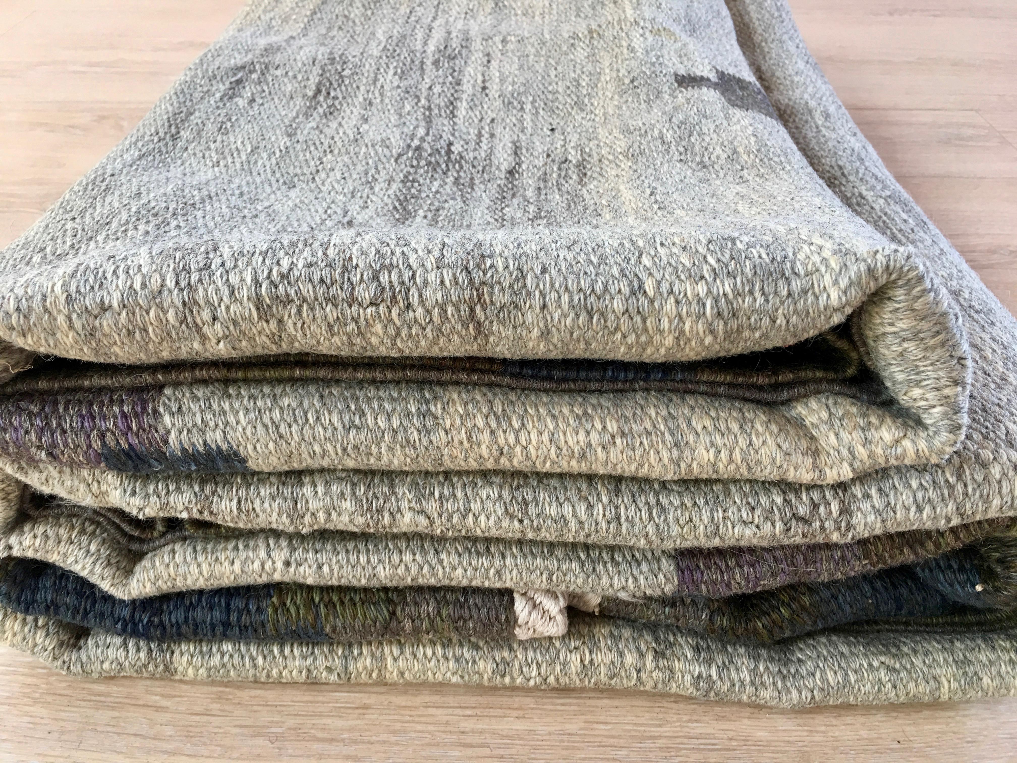 Vintage Swedish rolakan flat weave rug Kelim by Judith Johansson `Norrviken` For Sale 3