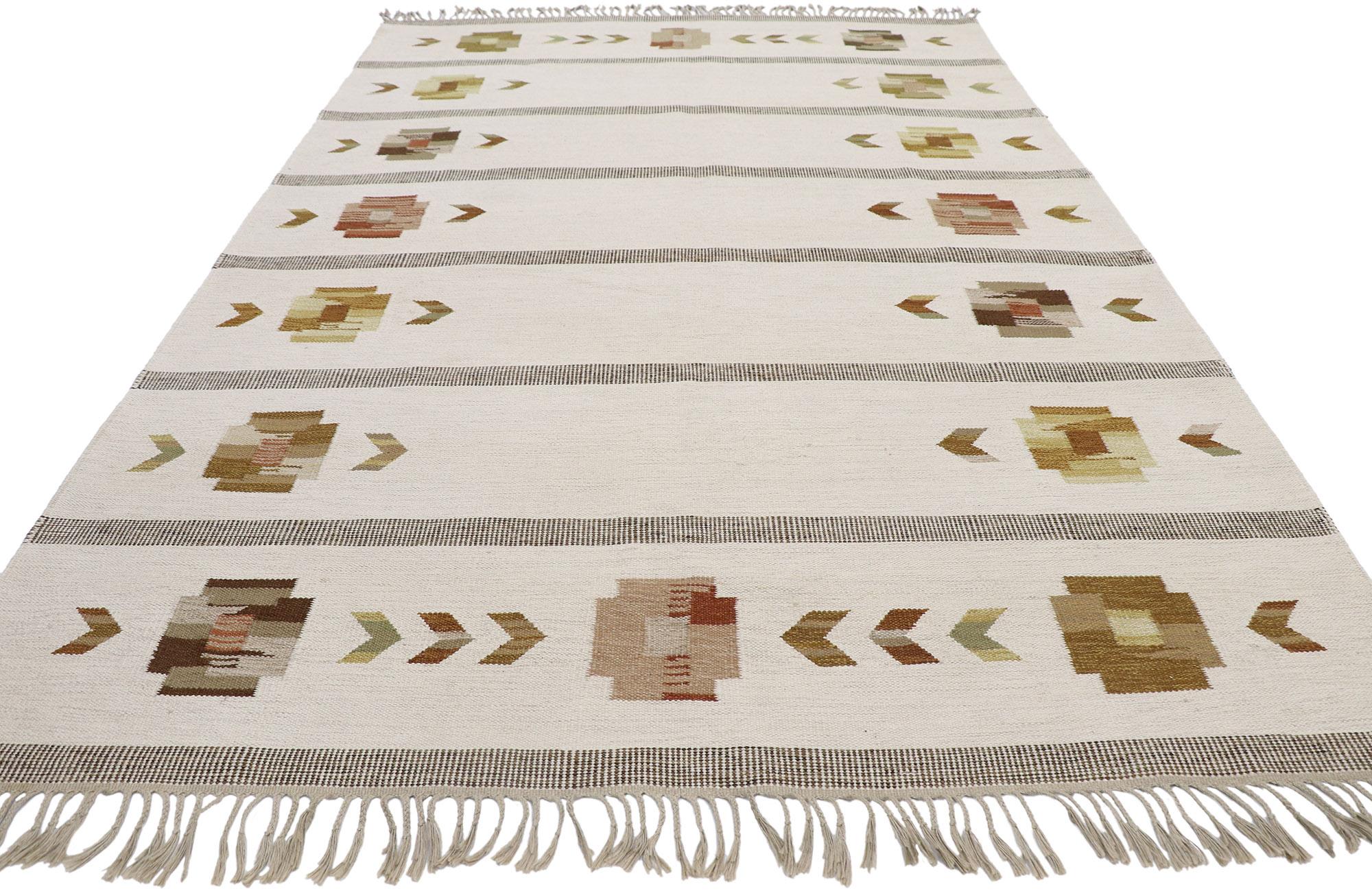 Schwedischer Rollakan-Kelim-Teppich im skandinavischen modernen Stil (Skandinavische Moderne) im Angebot