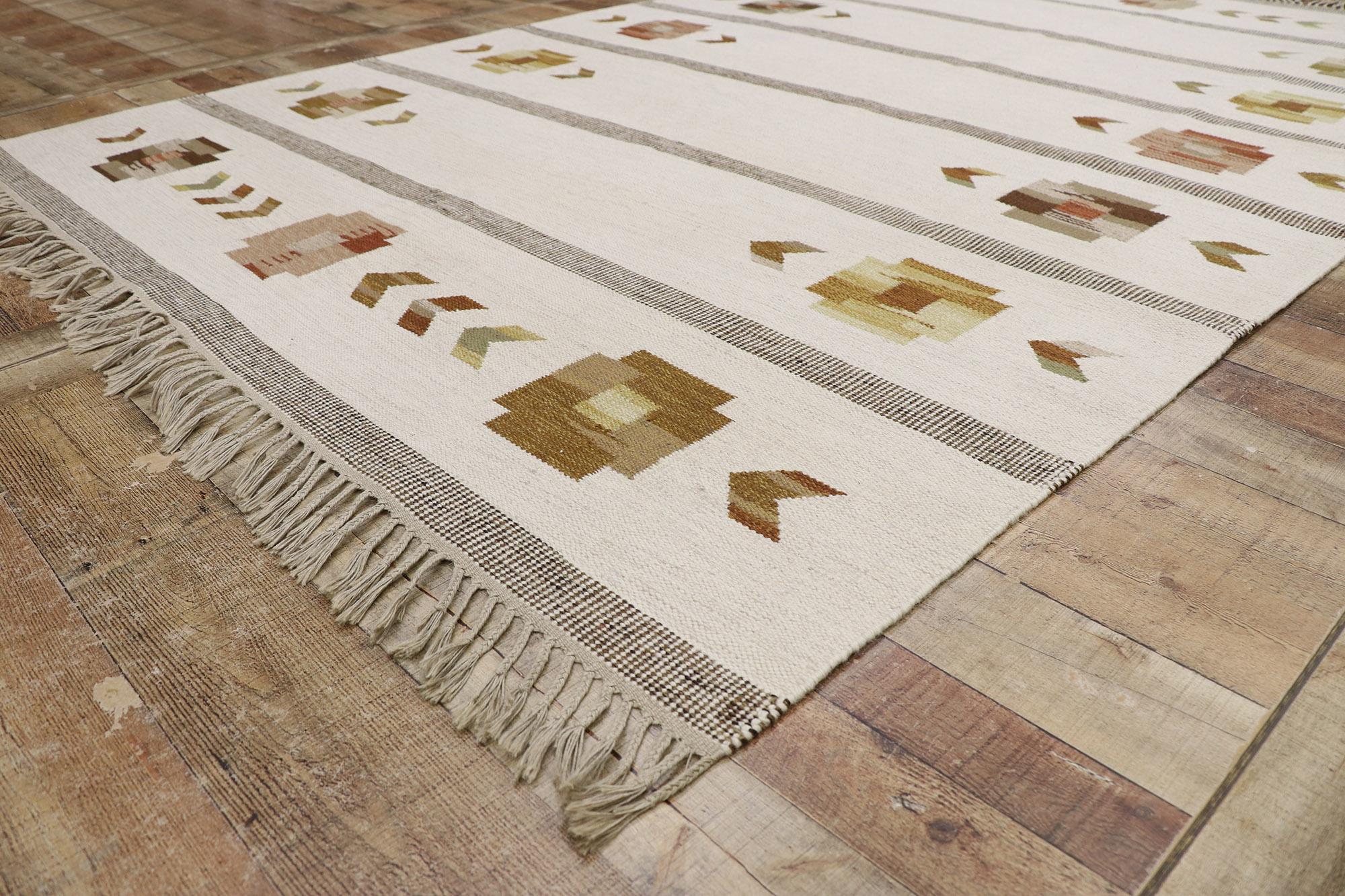 Schwedischer Rollakan-Kelim-Teppich im skandinavischen modernen Stil (20. Jahrhundert) im Angebot