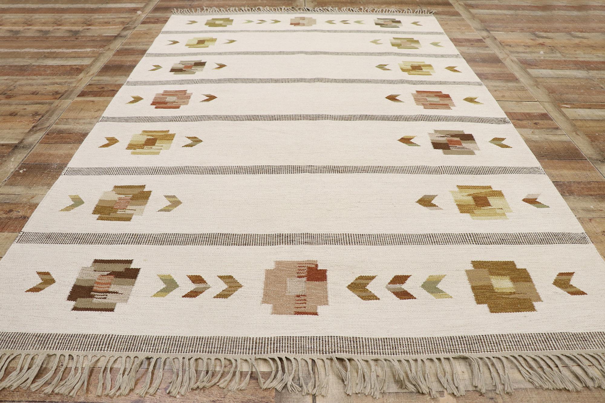 Schwedischer Rollakan-Kelim-Teppich im skandinavischen modernen Stil (Wolle) im Angebot