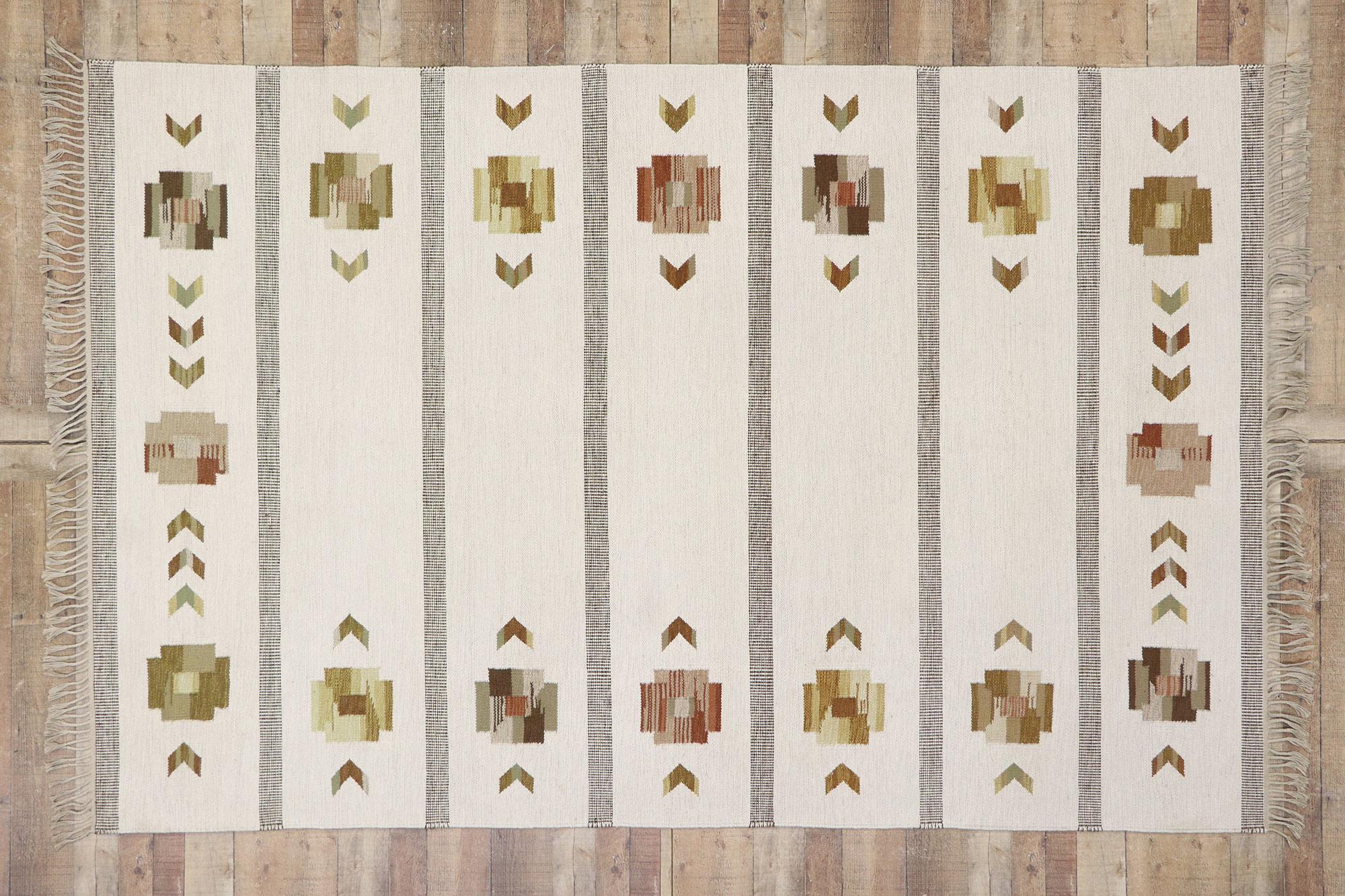 Schwedischer Rollakan-Kelim-Teppich im skandinavischen modernen Stil im Angebot 1