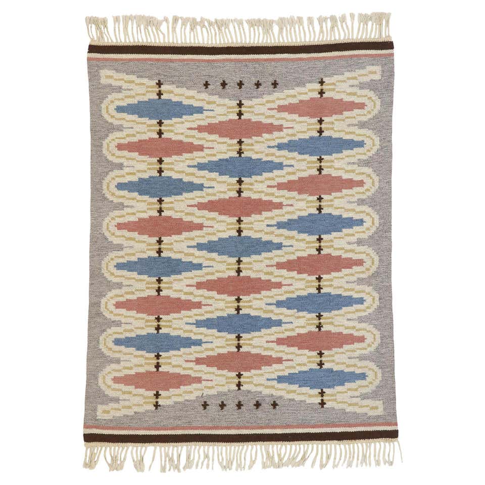Sweedish Rug Making Vintage Scandinavian Rollakan Swedish Rug For Sale at 1stDibs