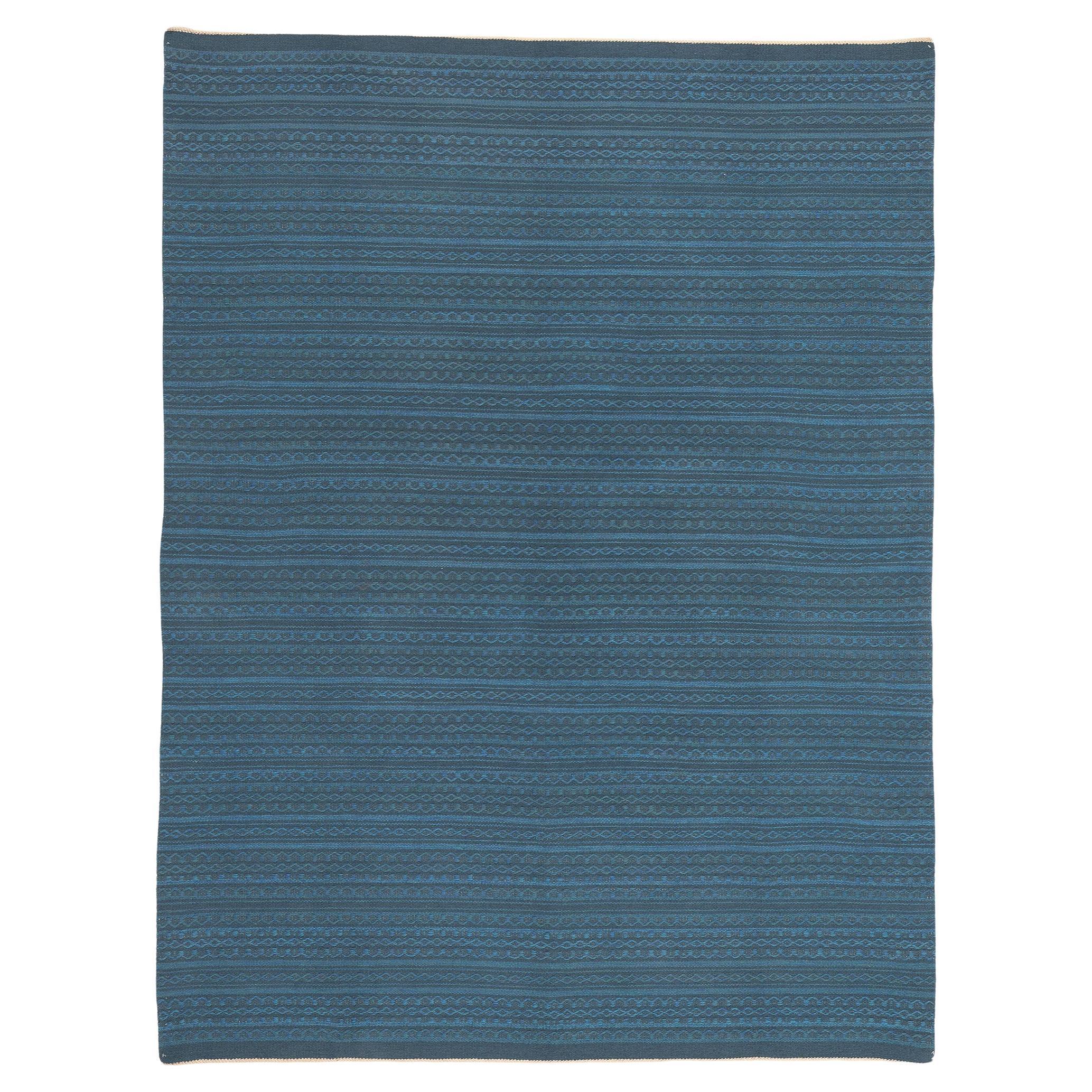 Vintage Swedish Rollakan Rug, Scandinavian Modern Meets Cycladic Santorini For Sale