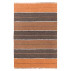 Vintage Swedish Rollaken with Striped Amber Tones