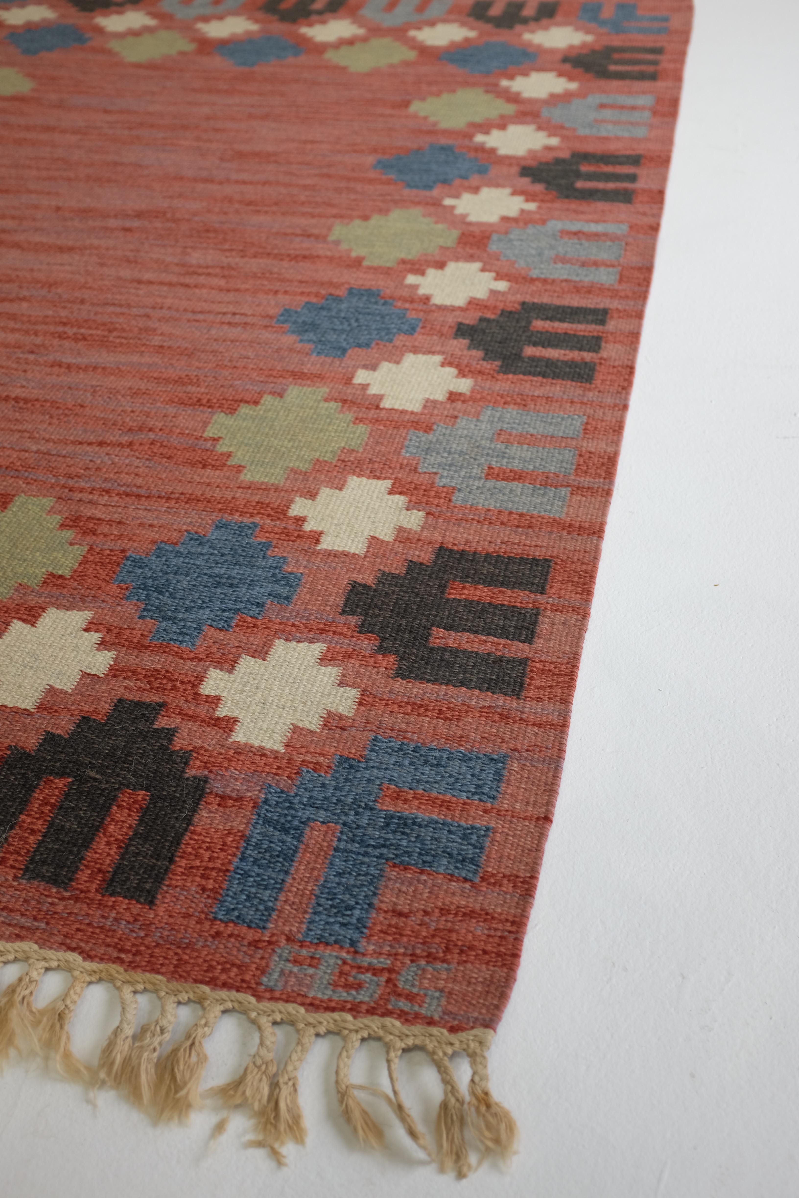 Hand-Woven Vintage Swedish Rug by Anna Greta Sjöqvist