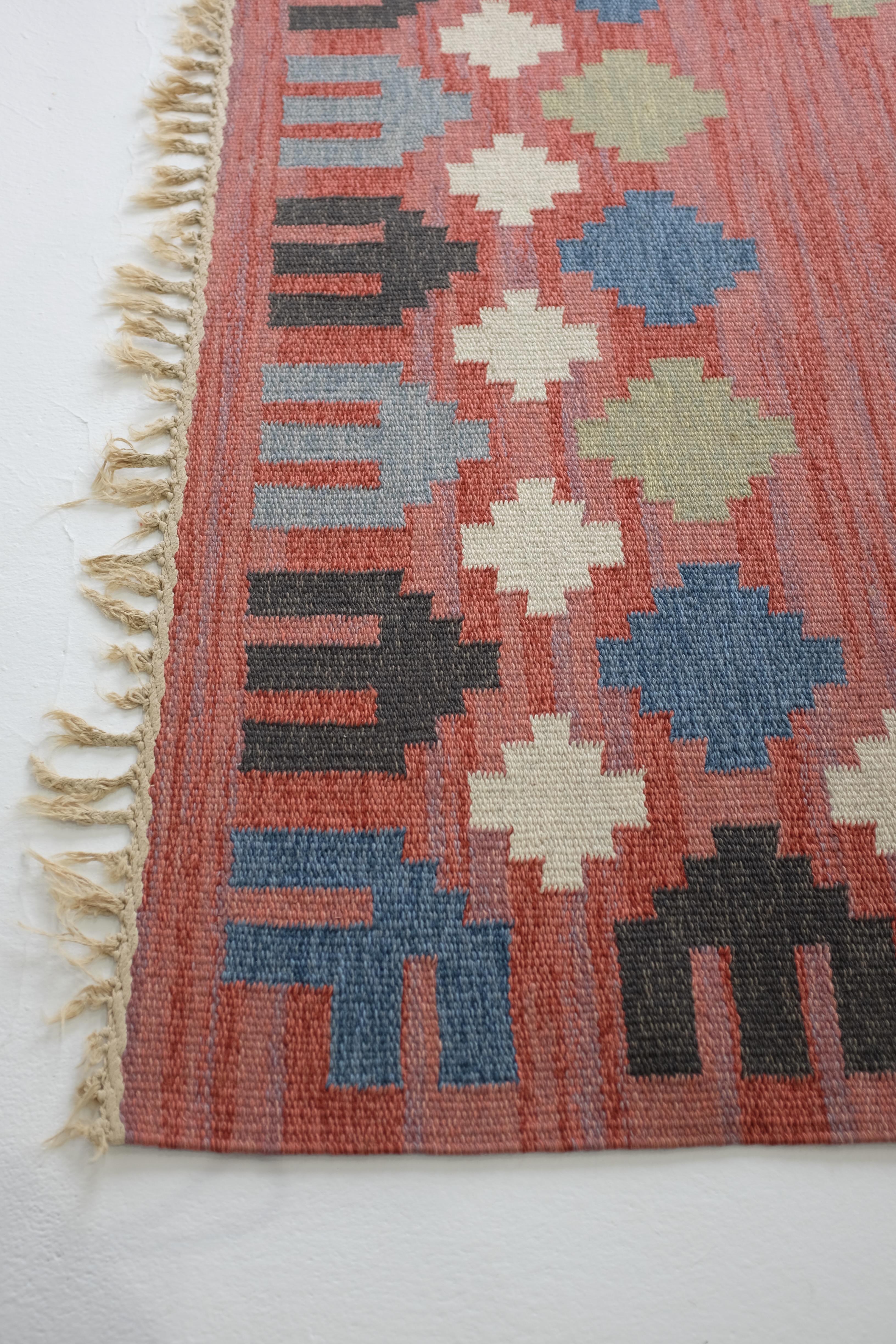 Wool Vintage Swedish Rug by Anna Greta Sjöqvist