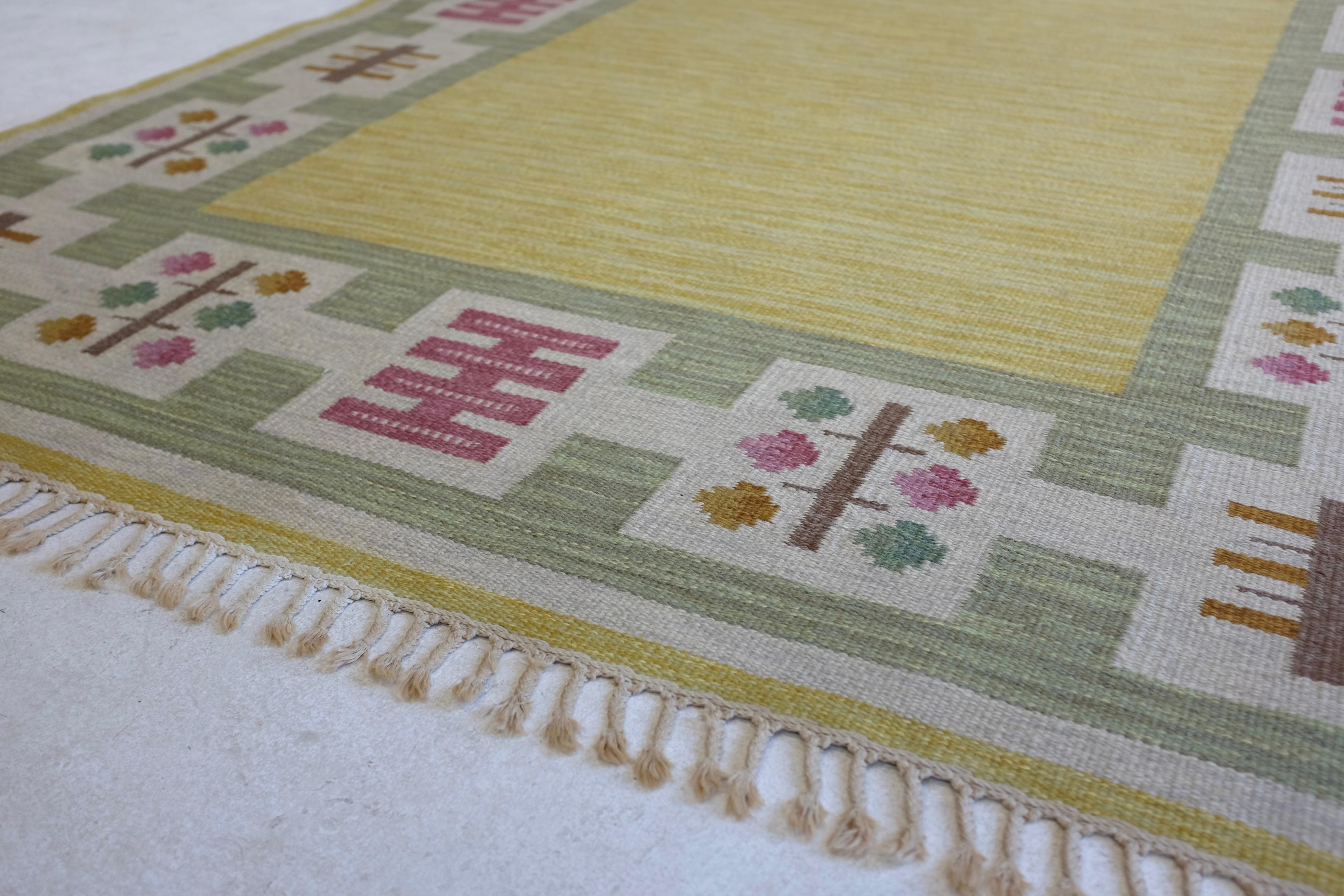 Vintage Swedish rug by Anna Greta Sjöqvist For Sale 1