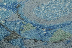 Schwedischer Vintage-Teppich in Blau und Grau mit geometrischem Muster  Rug & Kilim