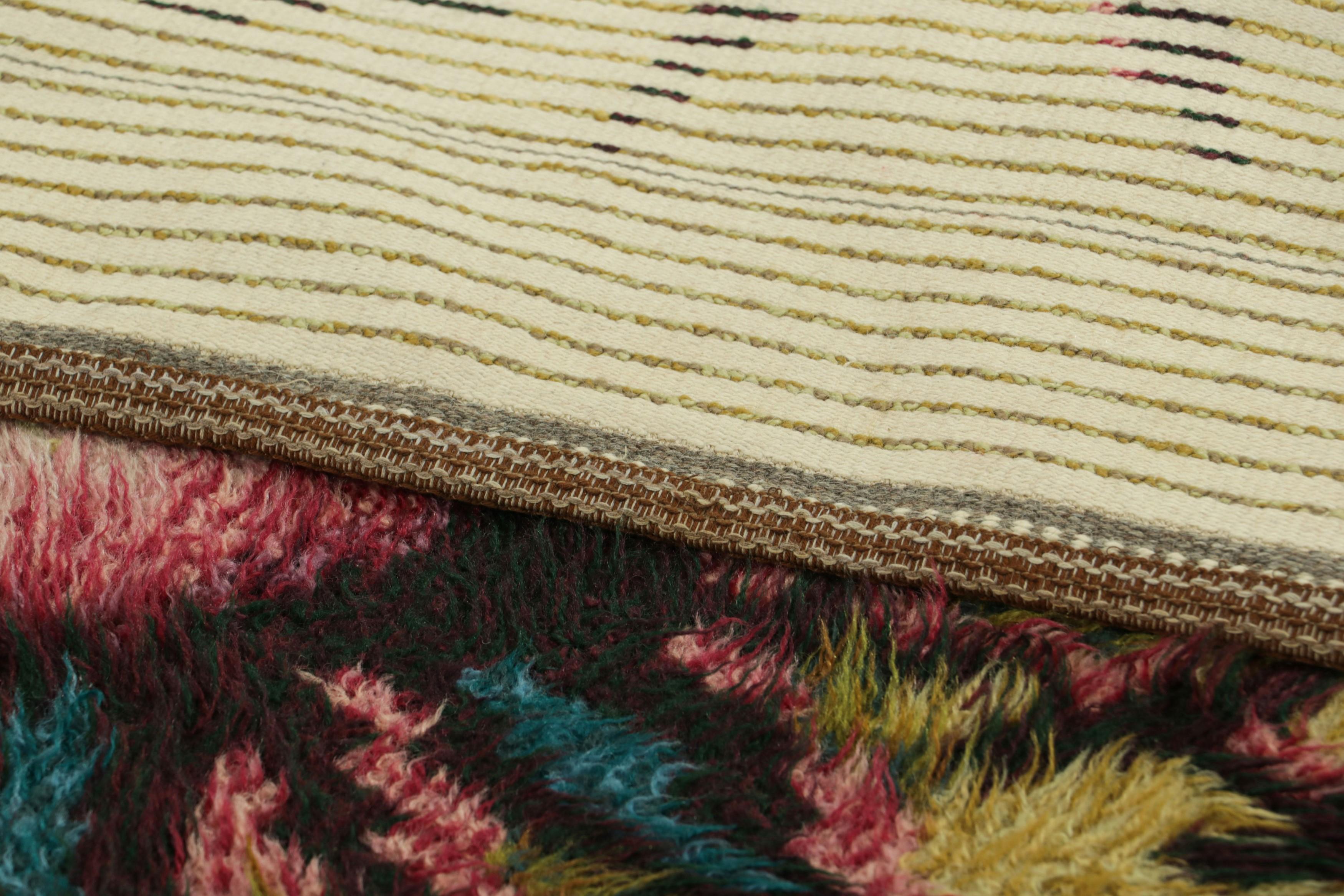 Vintage Swedish Rug In Green and Black with Medallion  Rug & Kilim For Sale 1