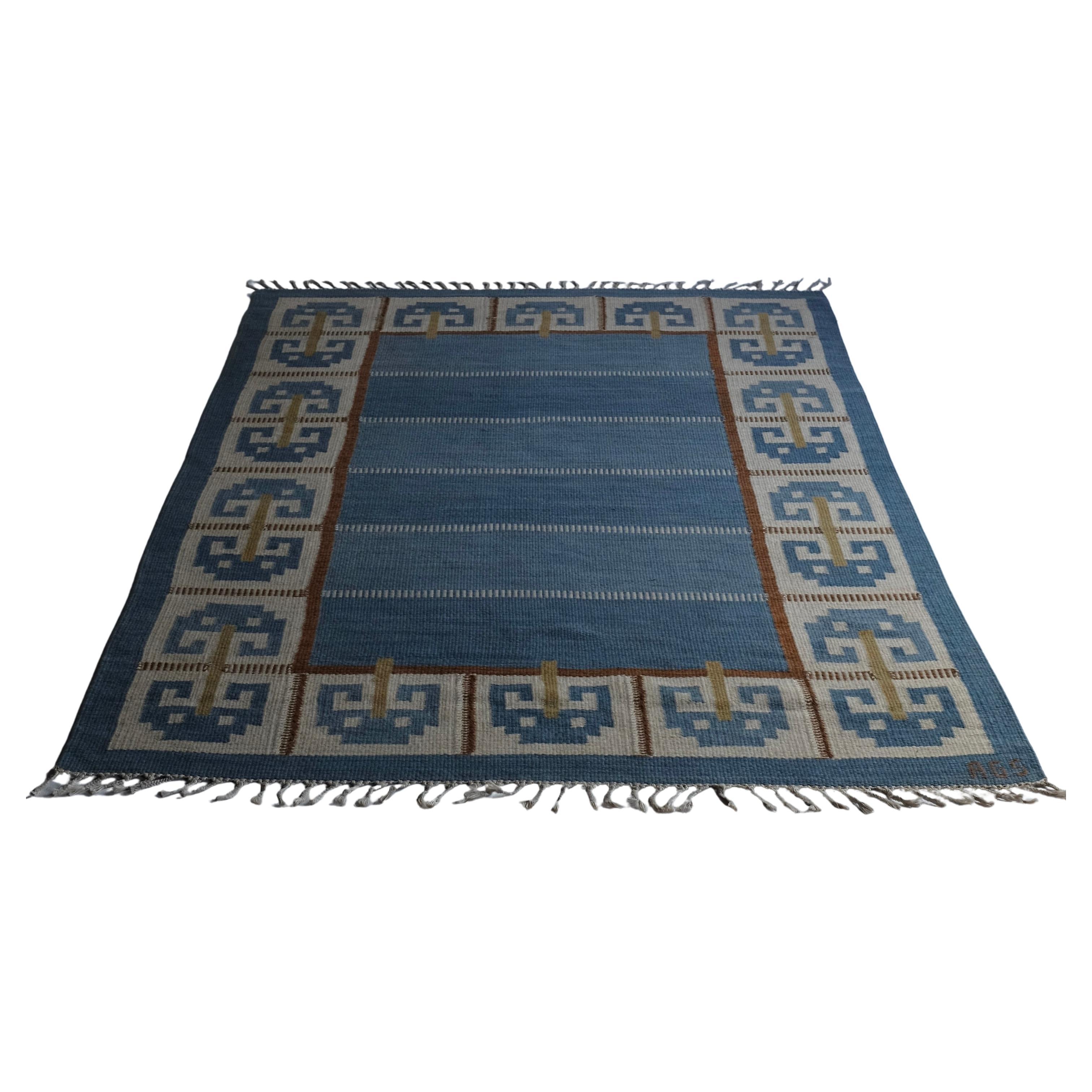 Vintage Swedish rug "Krabba" by Anna Greta Sjöqvist For Sale