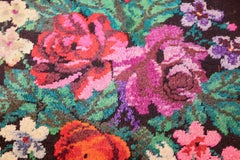Bold Color Floral Blossom Design Vintage Swedish Floral Pile Rug 4'1" x 6'9"