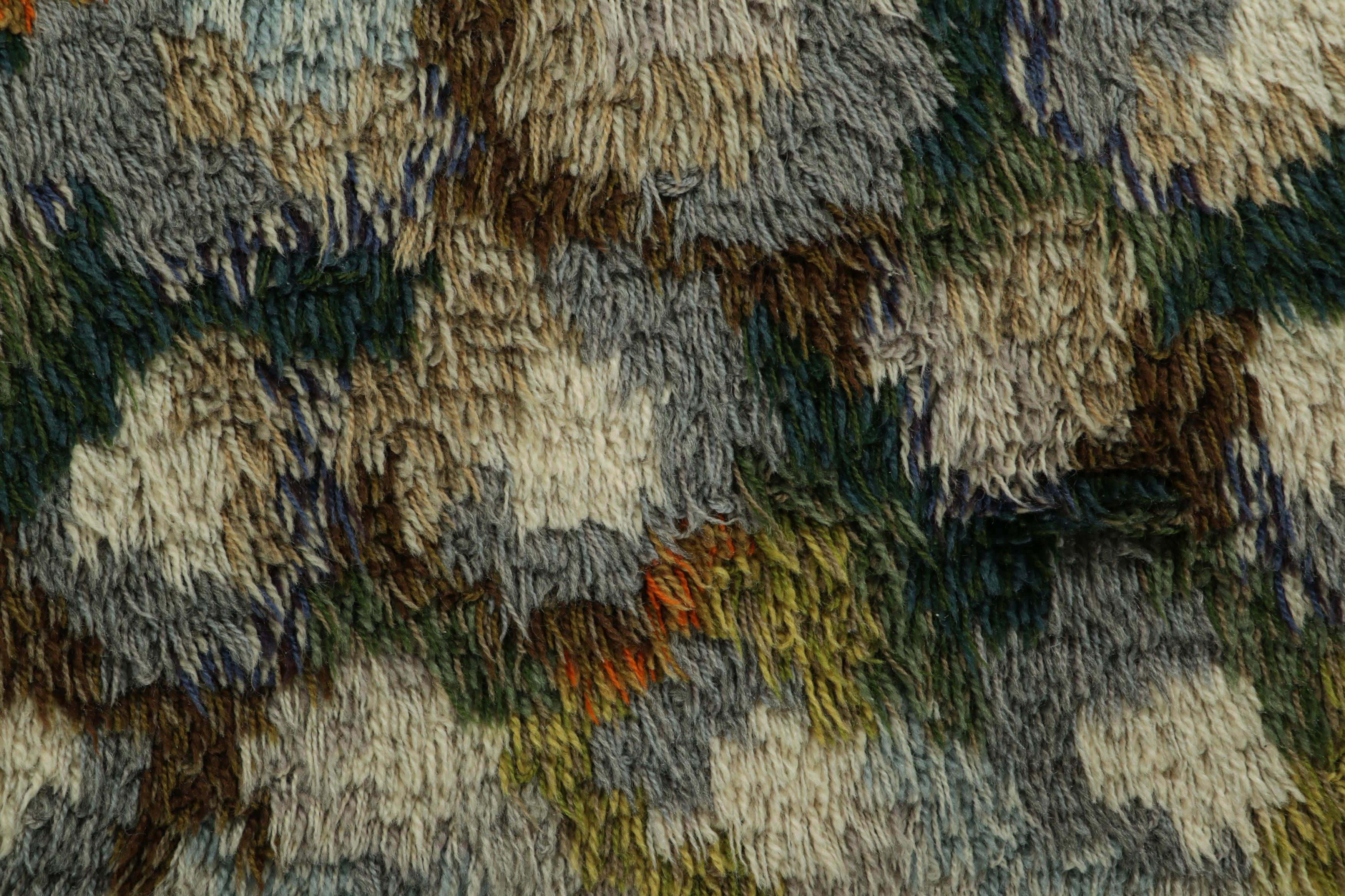 Hand-Knotted Vintage Swedish Rug with Polychromatic Geometric Pattern  Rug & Kilim For Sale