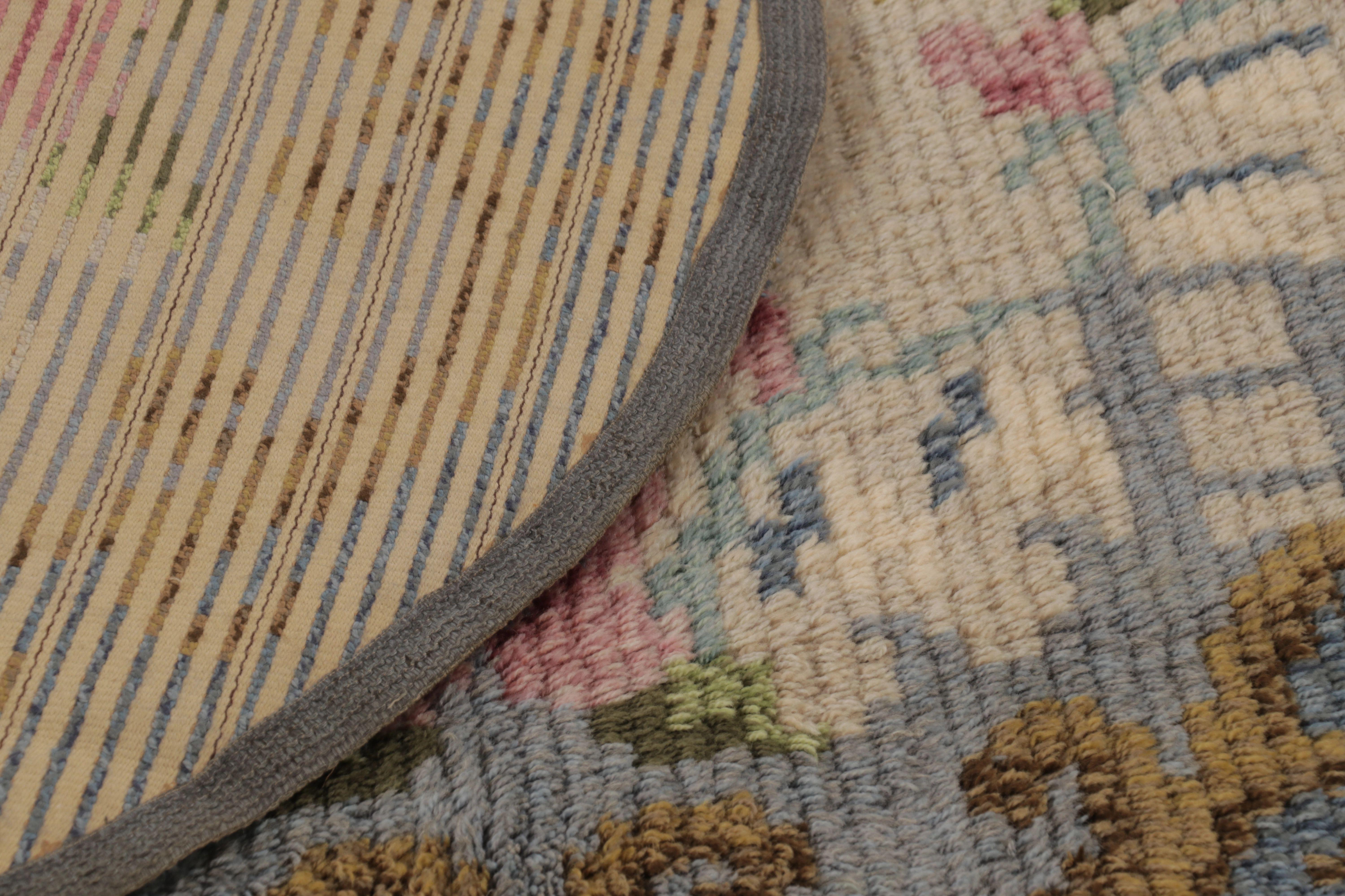 Vintage Swedish Rya Circle Rug, Buntes skandinavisches Blumenmuster-Rug & Kilim im Angebot 1