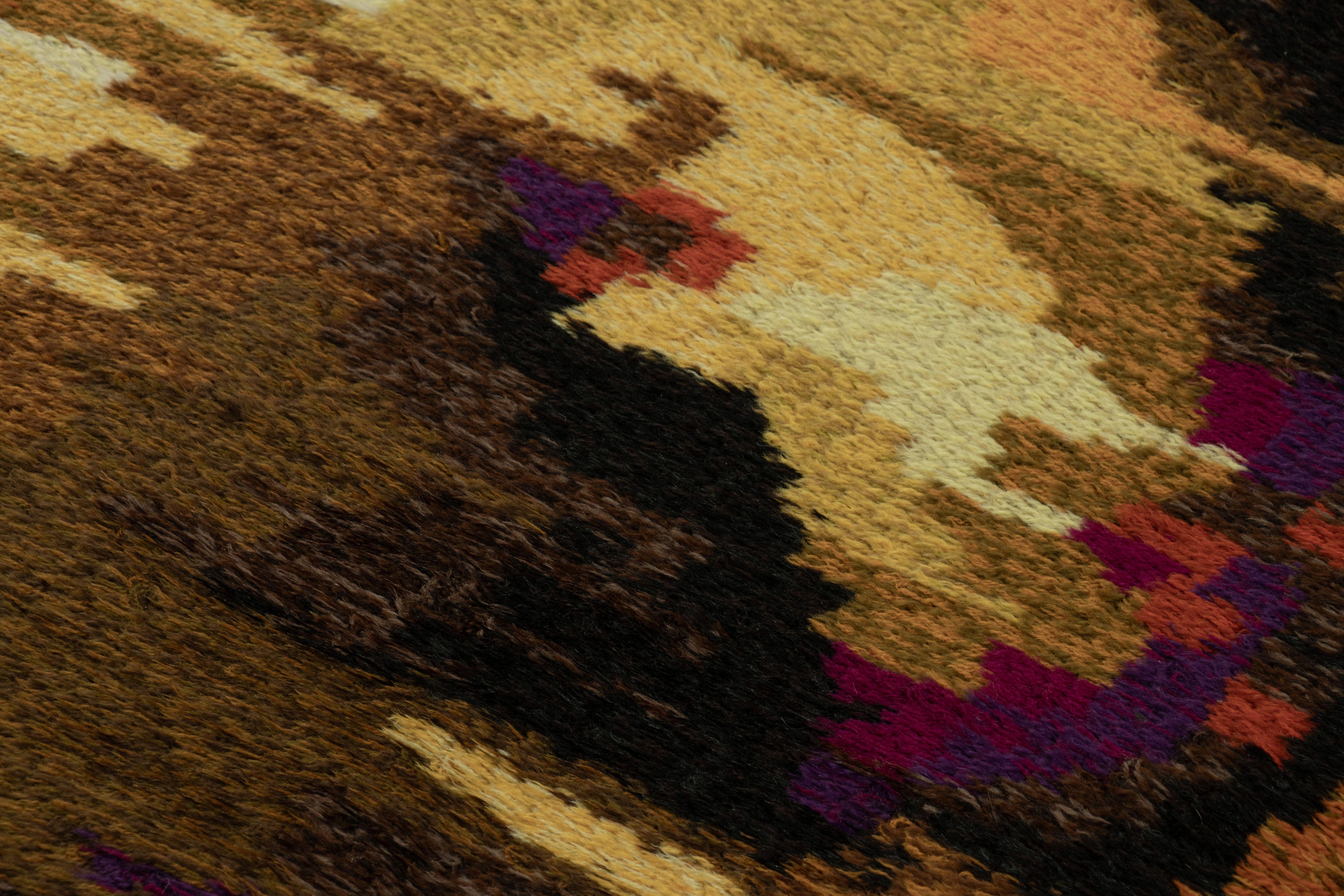 Vintage Swedish Rya Rug, Abstract Dissolving Forms in Earth Tones - Rug & Kilim In Good Condition For Sale In Long Island City, NY