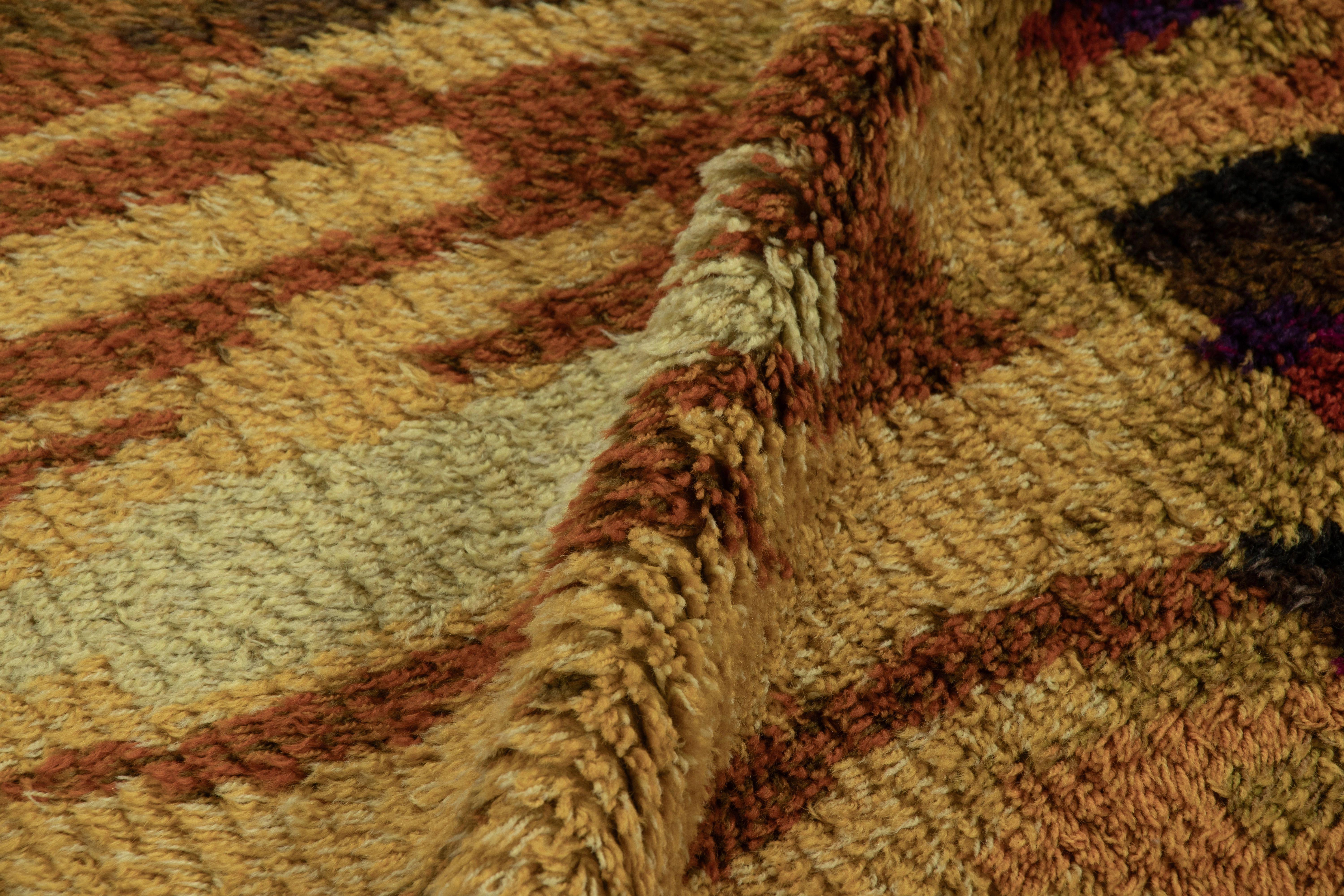 Vintage Swedish Rya Rug, Abstract Dissolving Forms in Earth Tones - Rug & Kilim For Sale 1