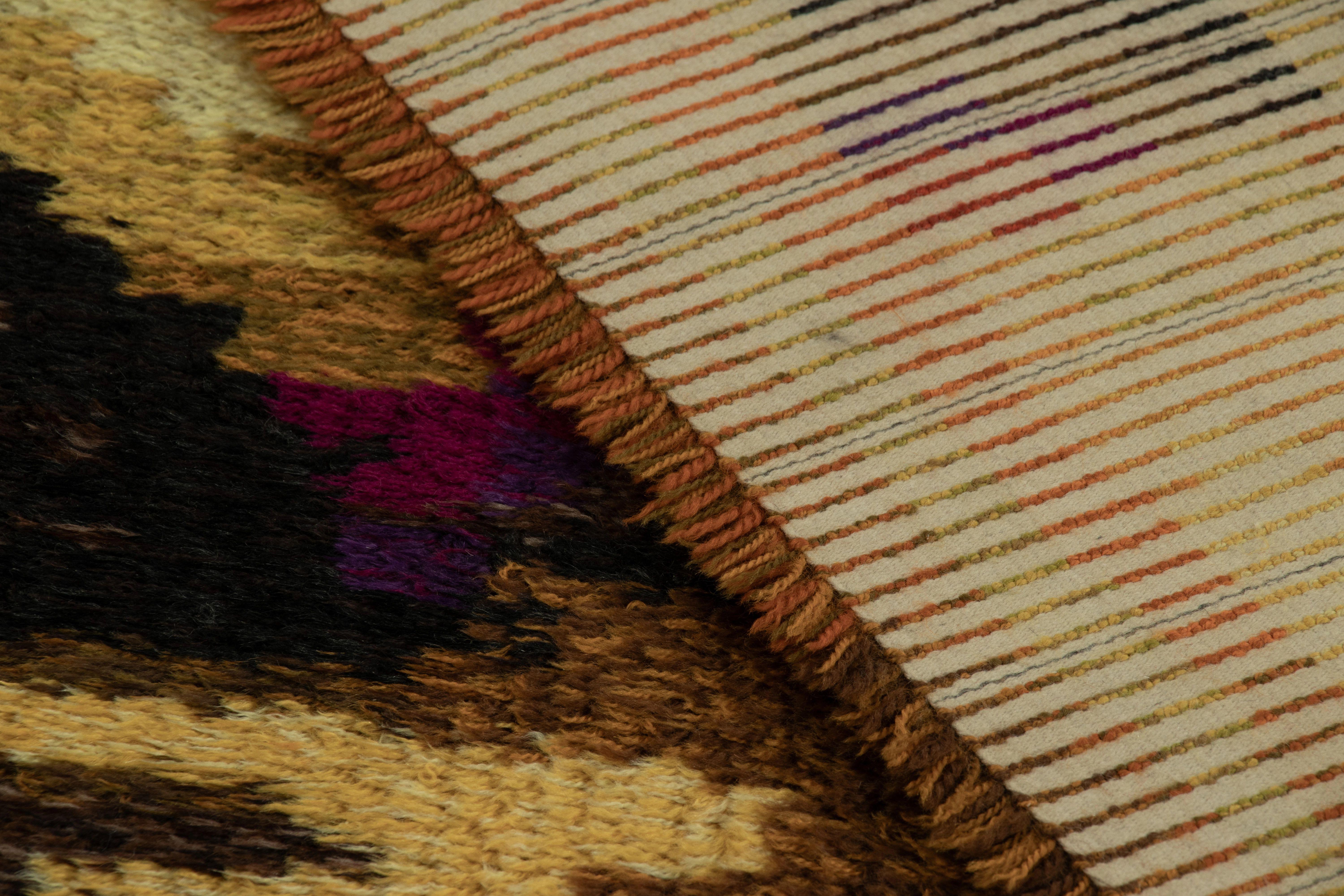 Vintage Swedish Rya Rug, Abstract Dissolving Forms in Earth Tones - Rug & Kilim For Sale 2