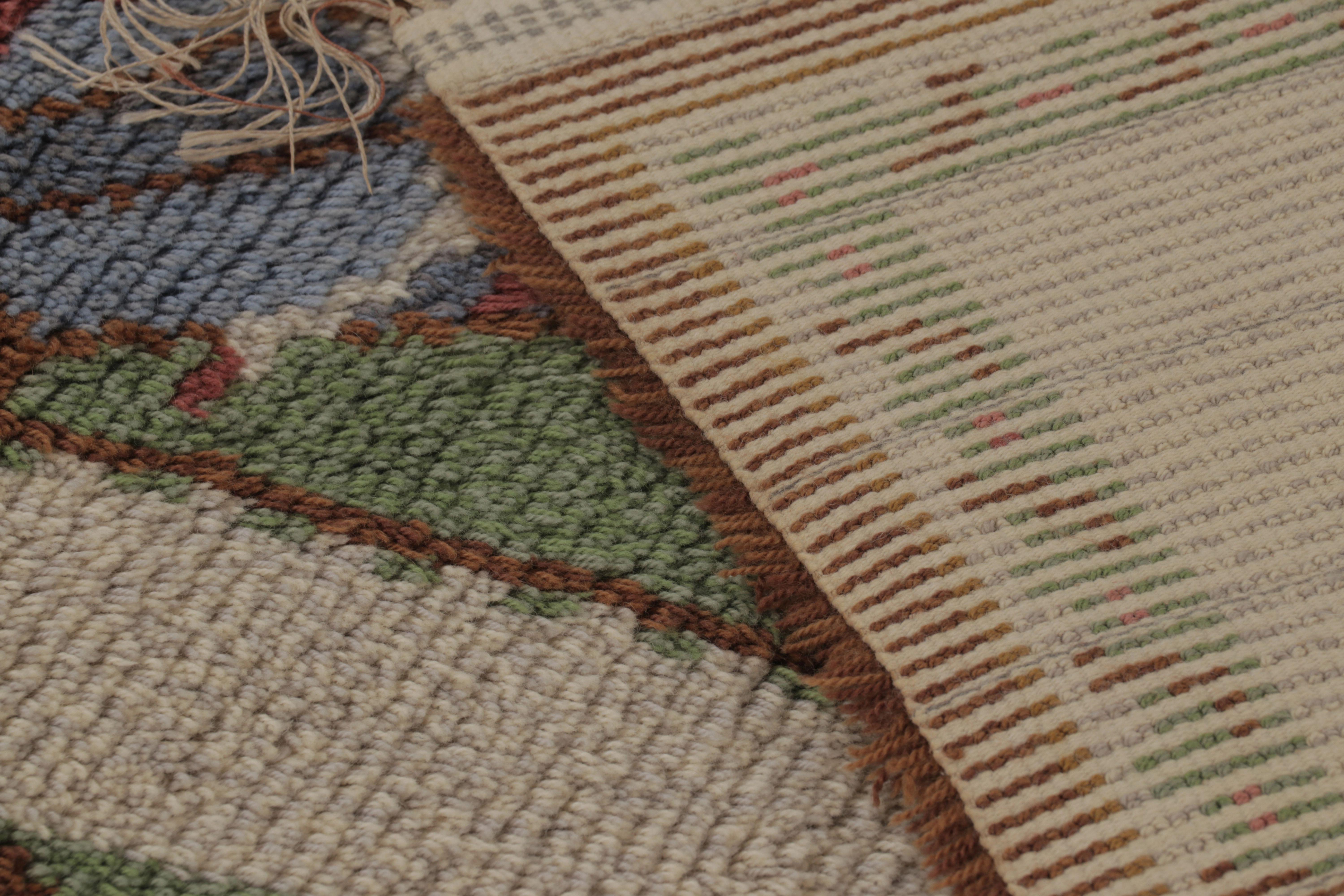 Alfombra Vintage Sueca Rya, Paisaje Pictórico Escandinavo Beige - Rug & Kilim mediados del siglo XVII en venta