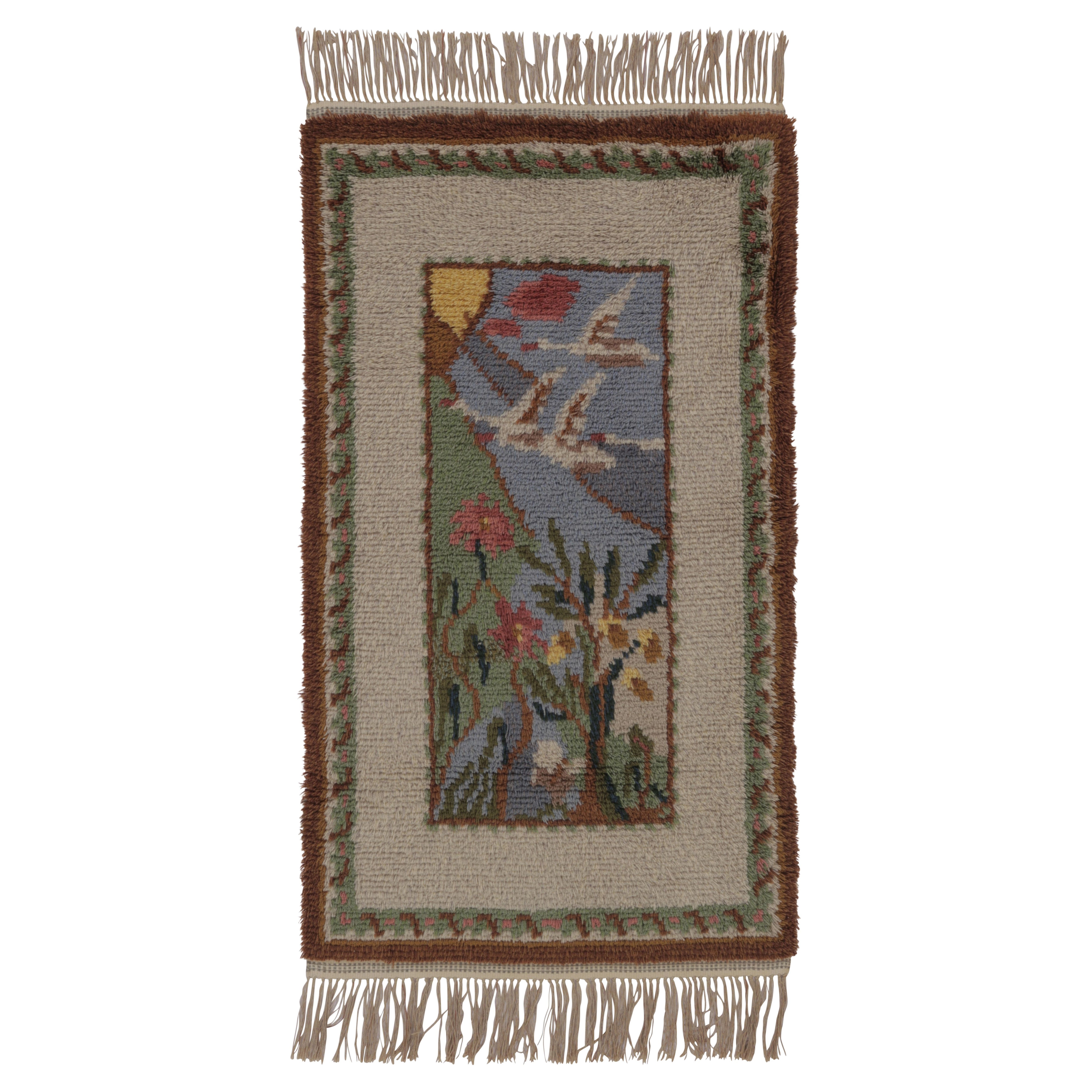 Tappeto Rya svedese vintage, paesaggio pittorico scandinavo beige - Rug
Kilim