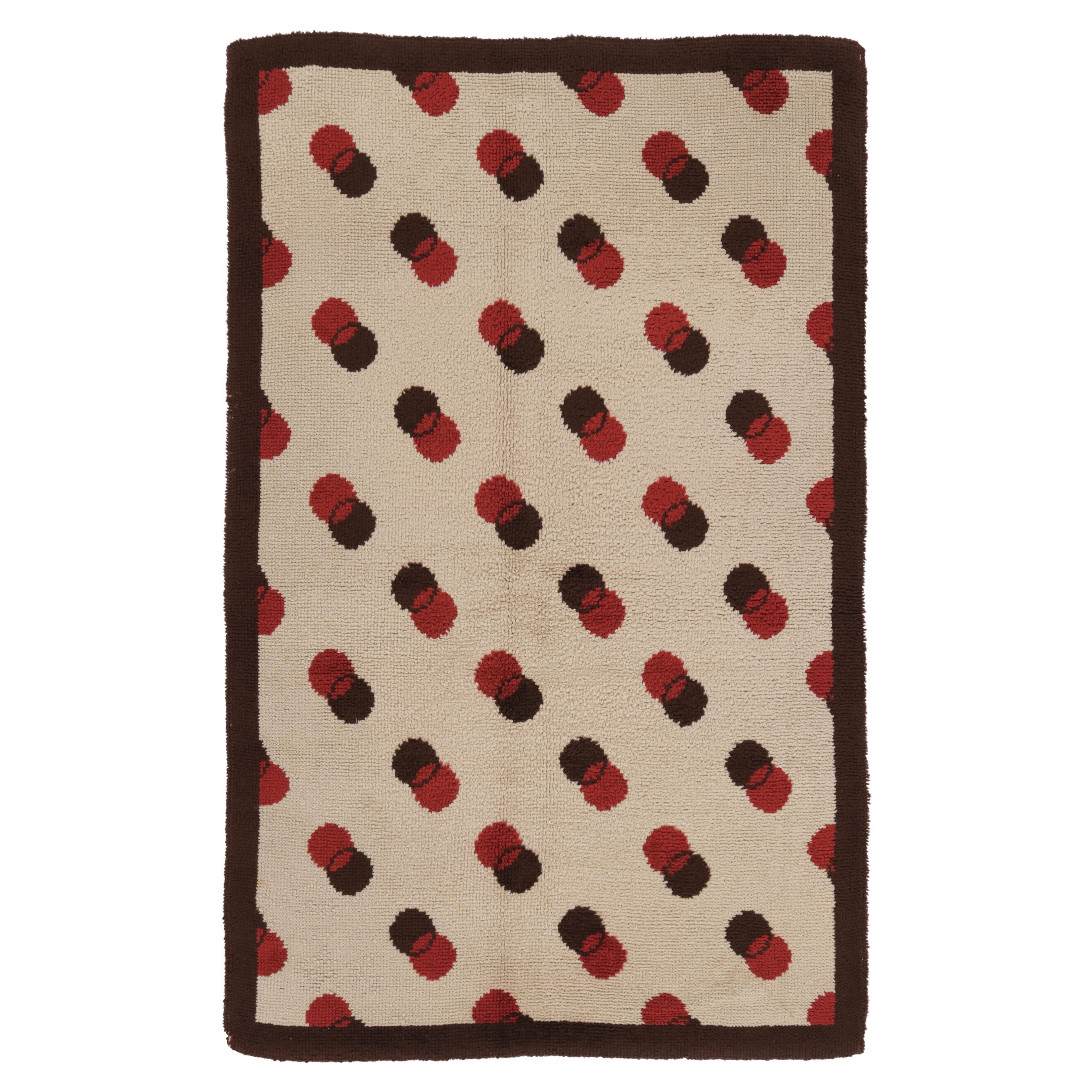 Vintage Swedish Rya Rug, Beige mit Polka Dot Muster - Rug 
Kilim im Angebot