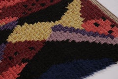 Vintage Swedish Rya Rug, Black with Radiating Geometric Abstract - Rug & Kilim