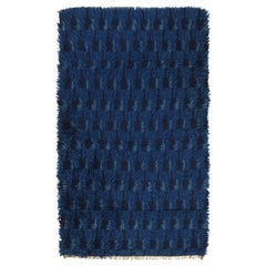 Tapis suédois vintage Rya, motifs scandinaves bleus et noirs - Rug
Kilim