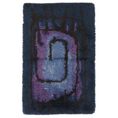 Tappeto vintage svedese Rya, blu con motivi astratti scandinavi - Rug
Kilim