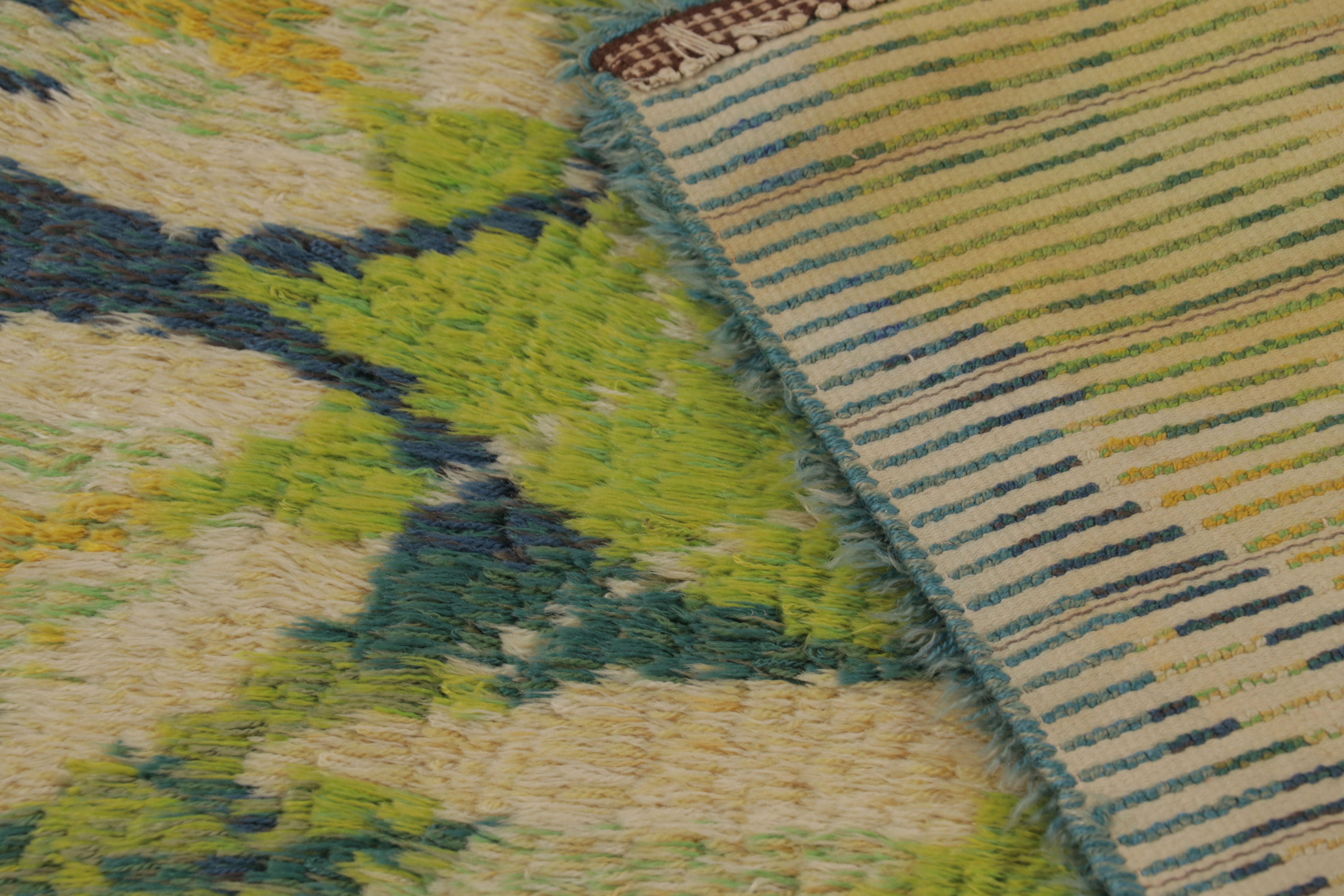 Schwedischer Vintage-Teppich Rya, blau mit skandinavischen geometrischen Mustern - Rug & Kilim im Angebot 2