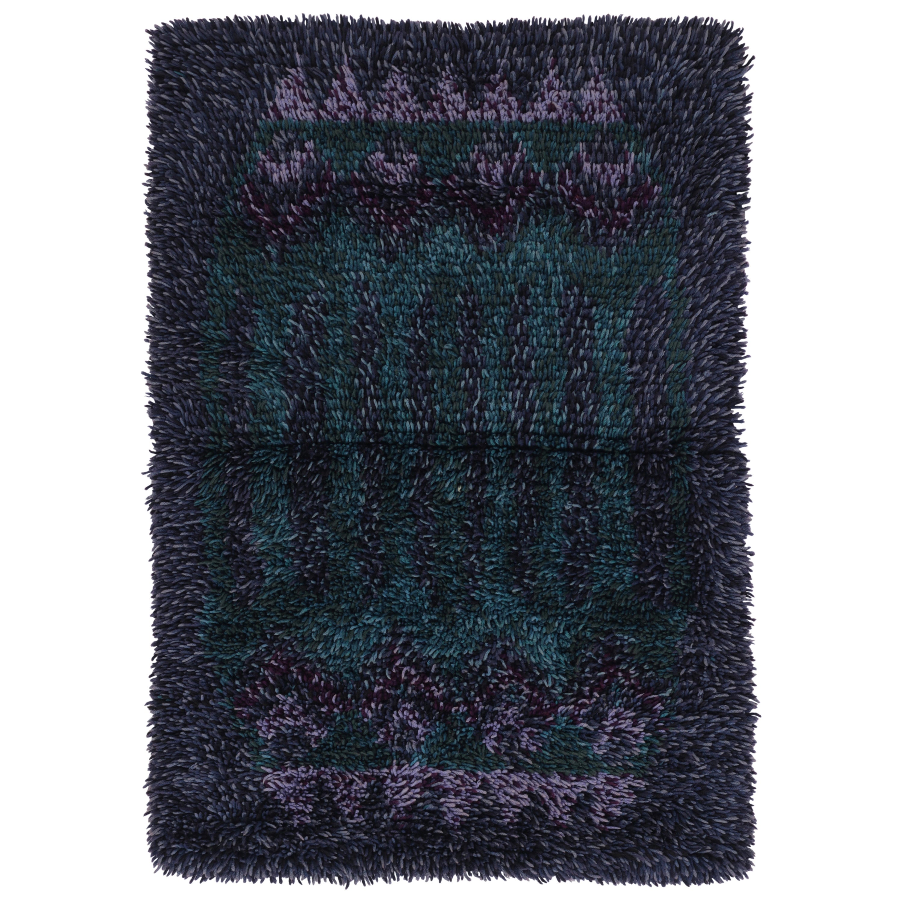 Tappeto vintage svedese Rya, blu con motivi geometrici scandinavi - Rug
Kilim