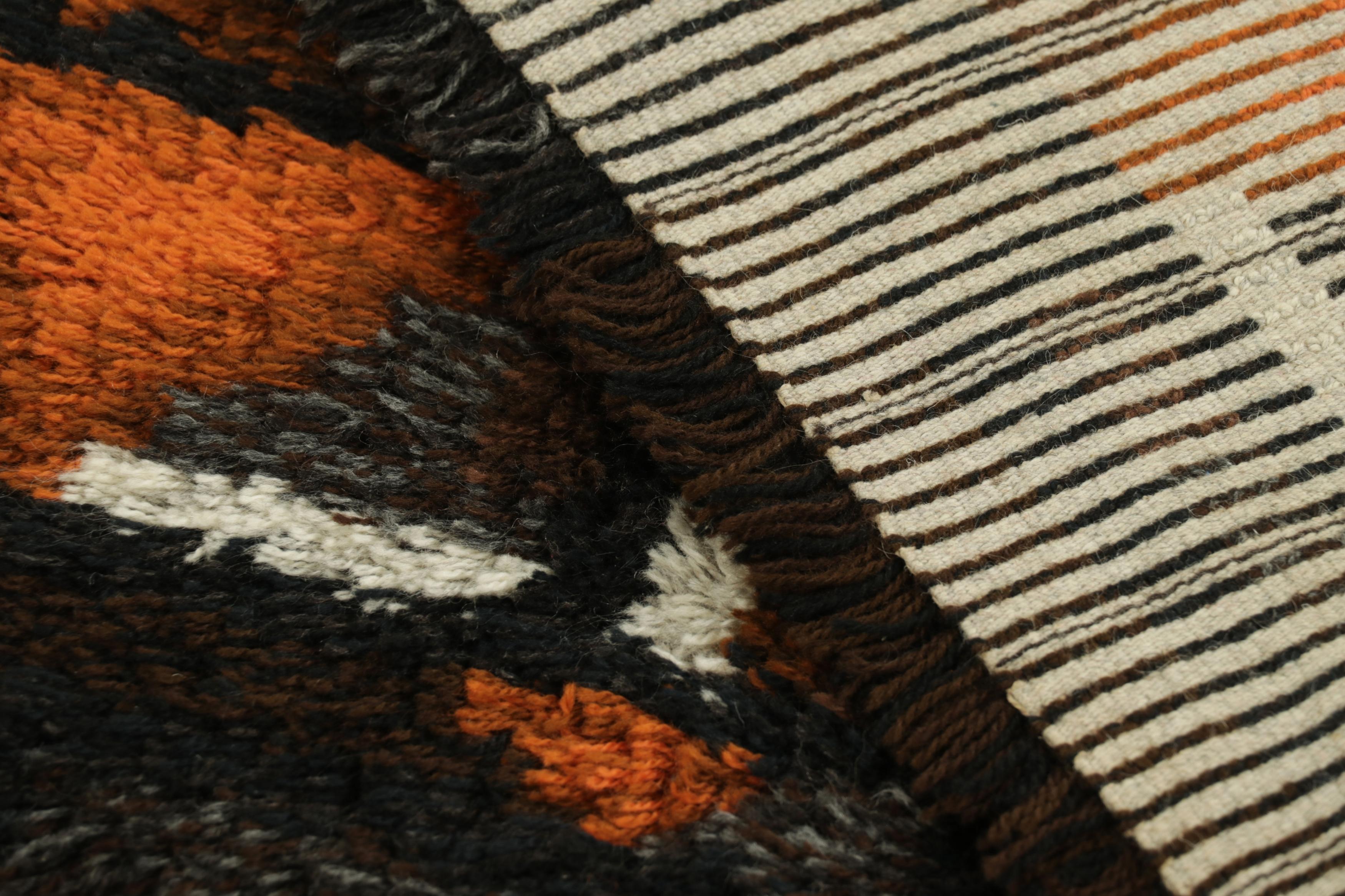 Vintage Swedish Rya Rug, Bold Black and Orange Scandinavian Design - Rug & Kilim For Sale 1