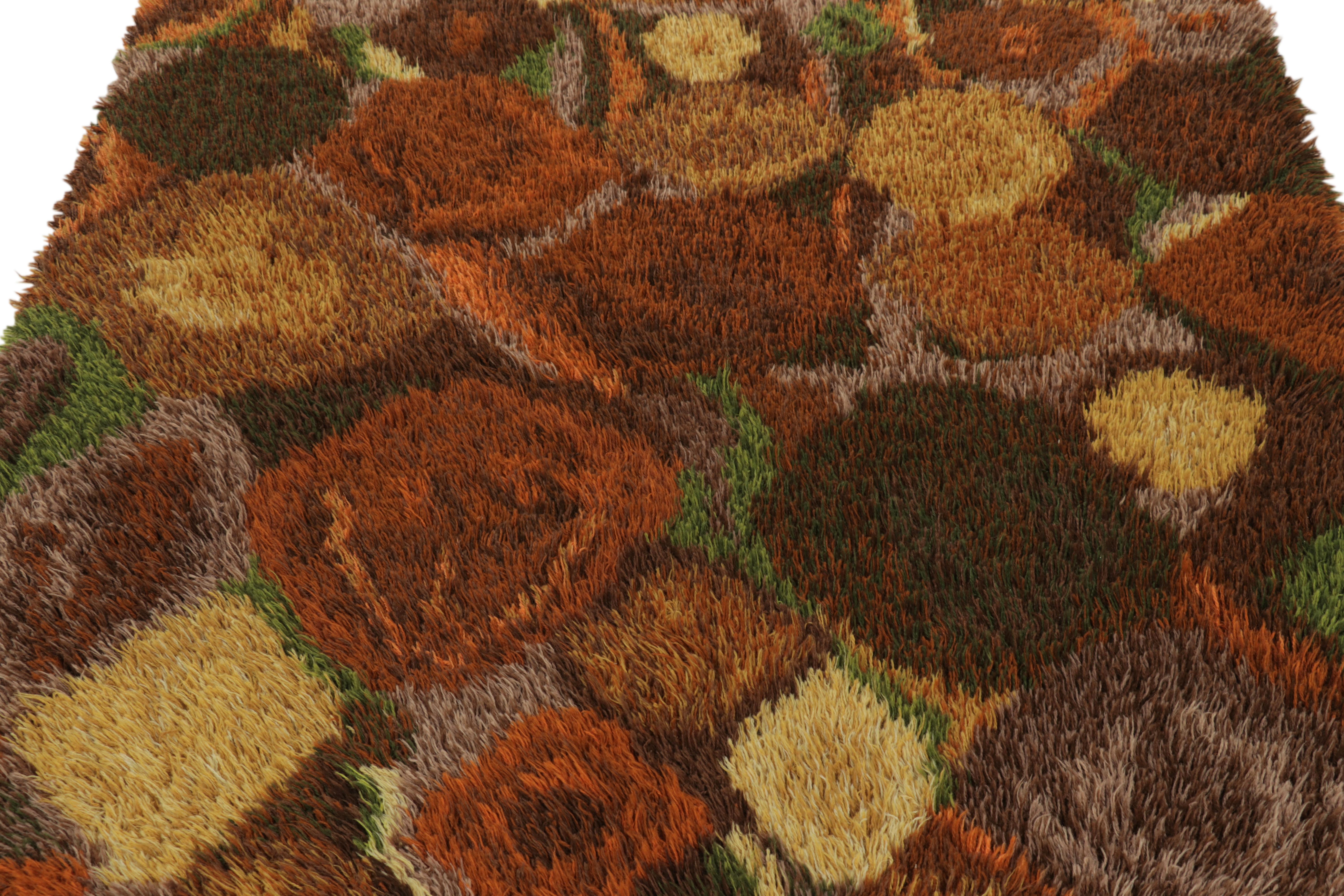 Alfombra sueca vintage Rya, atrevida policromía escandinava abstracta - Rug & Kilim Escandinavo moderno en venta