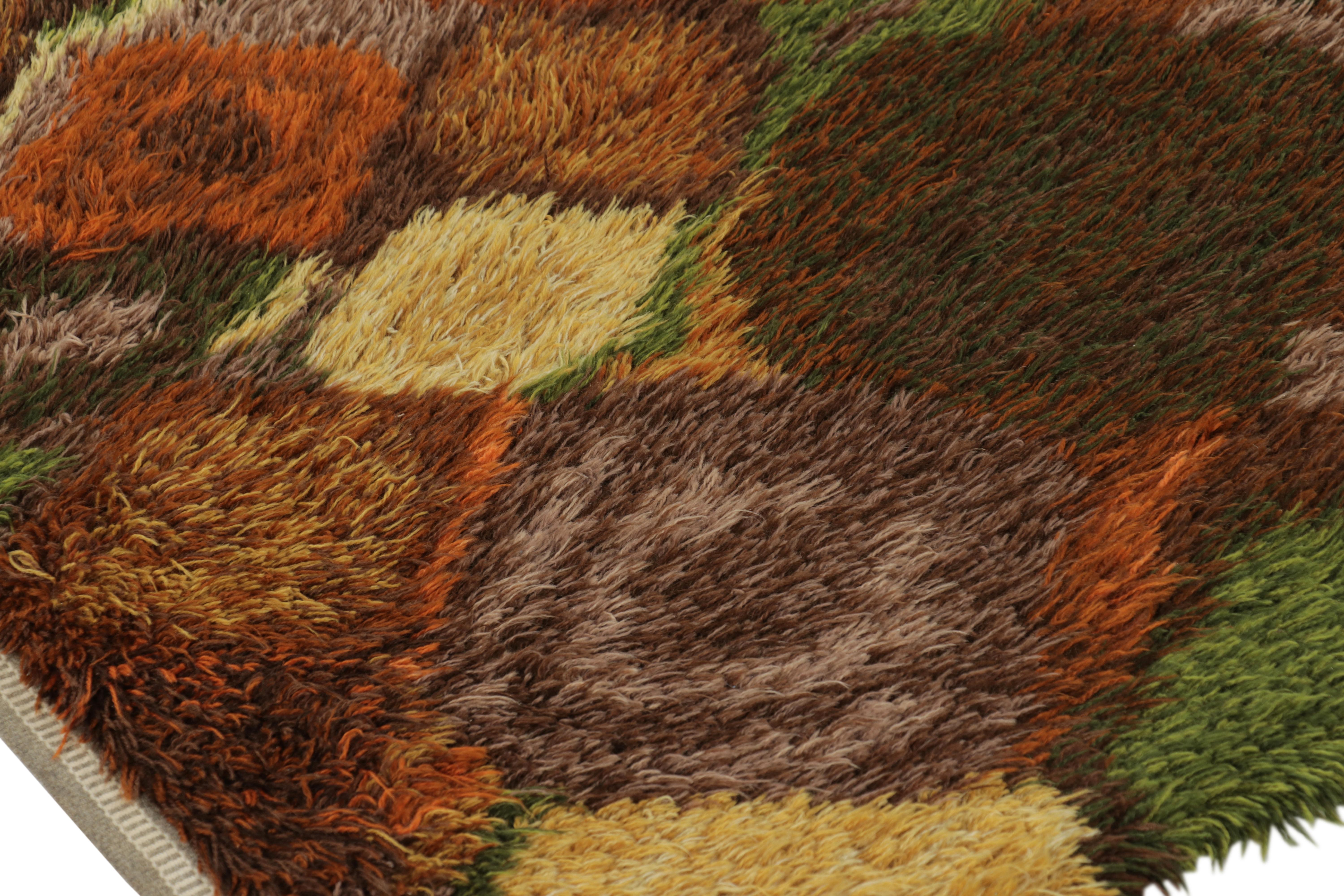 Alfombra sueca vintage Rya, atrevida policromía escandinava abstracta - Rug & Kilim Sueco en venta