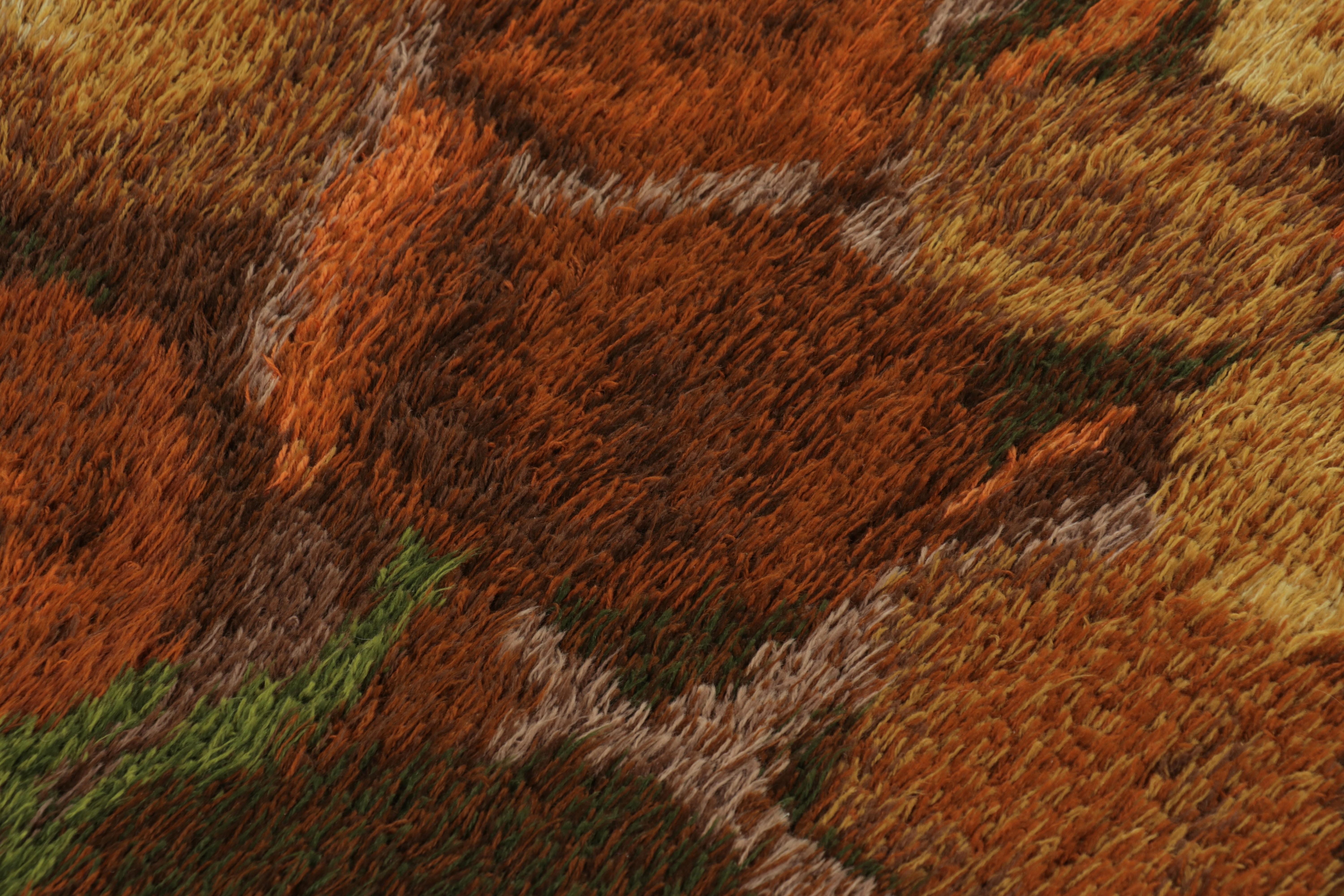 Alfombra sueca vintage Rya, atrevida policromía escandinava abstracta - Rug & Kilim Anudado a mano en venta