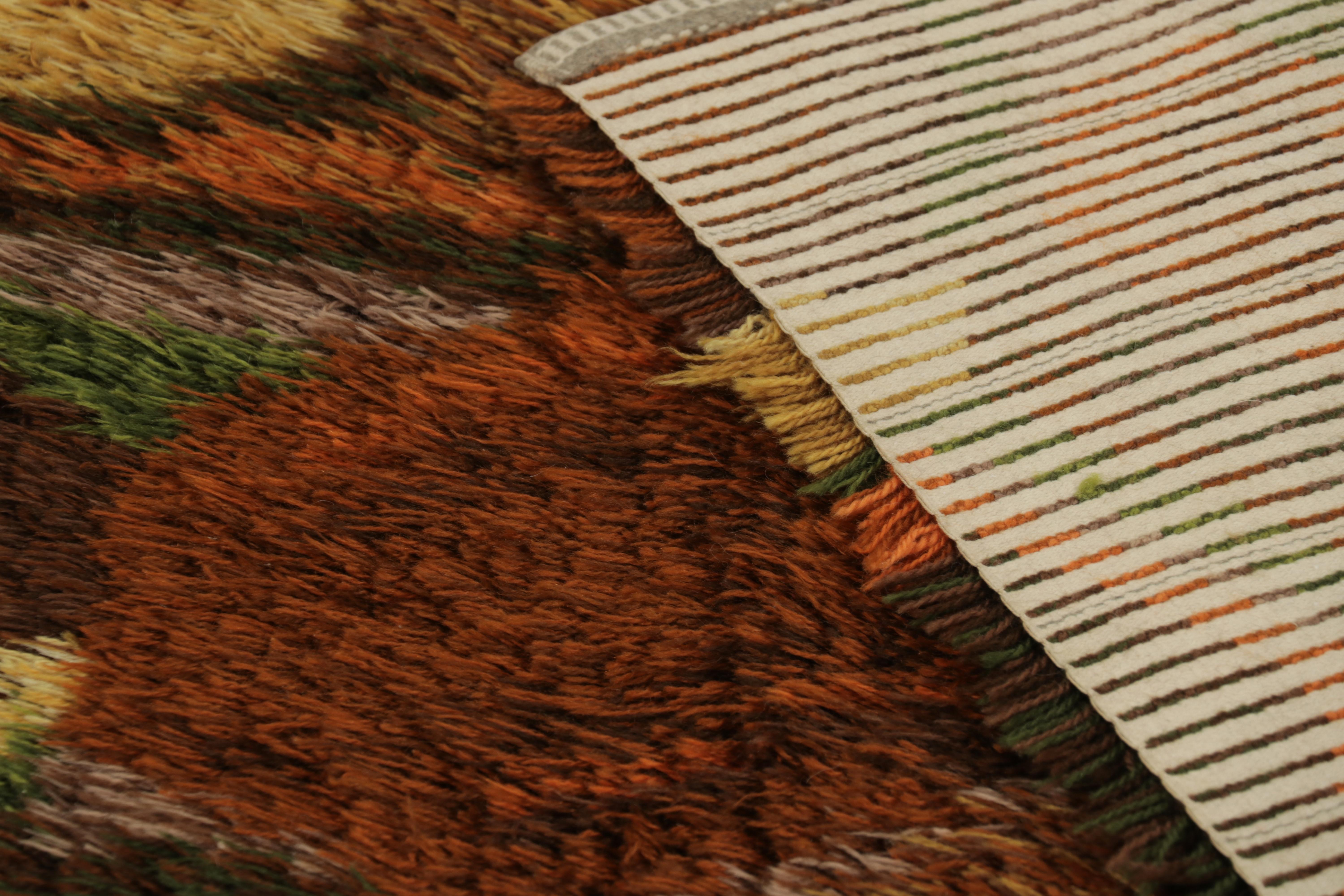 Alfombra sueca vintage Rya, atrevida policromía escandinava abstracta - Rug & Kilim mediados del siglo XX en venta