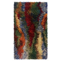 Vintage Swedish Rya Rug, Bold Polychromatic Scandinavian Abstract - Rug & Kilim