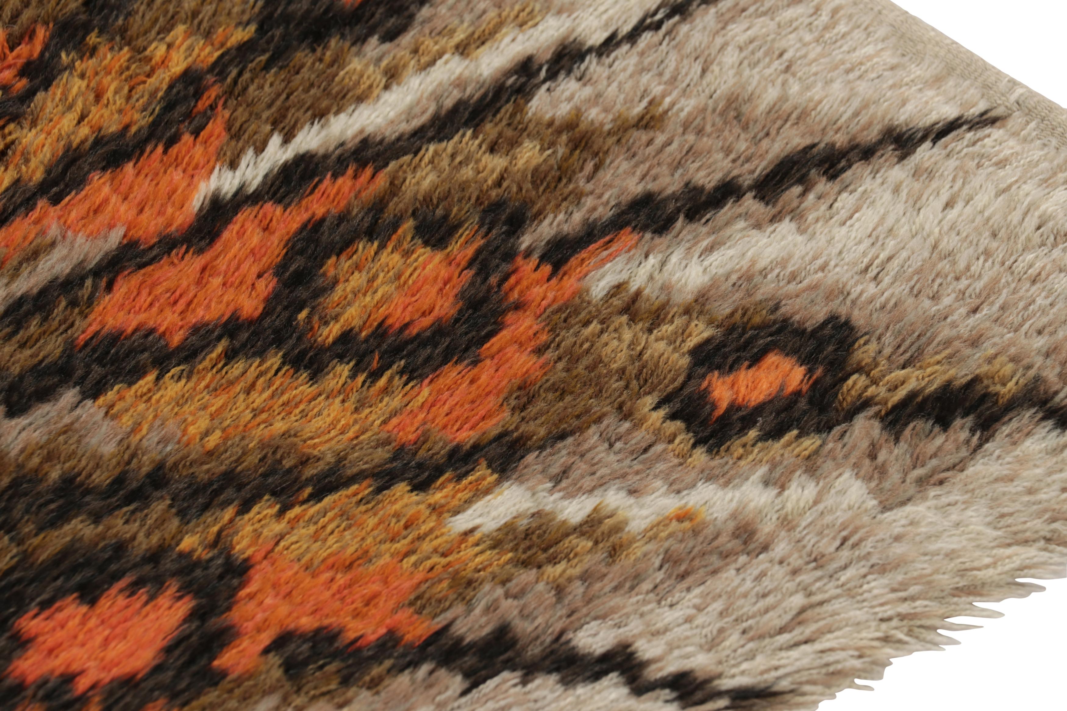 Tribale Tappeto vintage svedese Rya, audace motivo geometrico scandinavo - Rug & Kilim in vendita