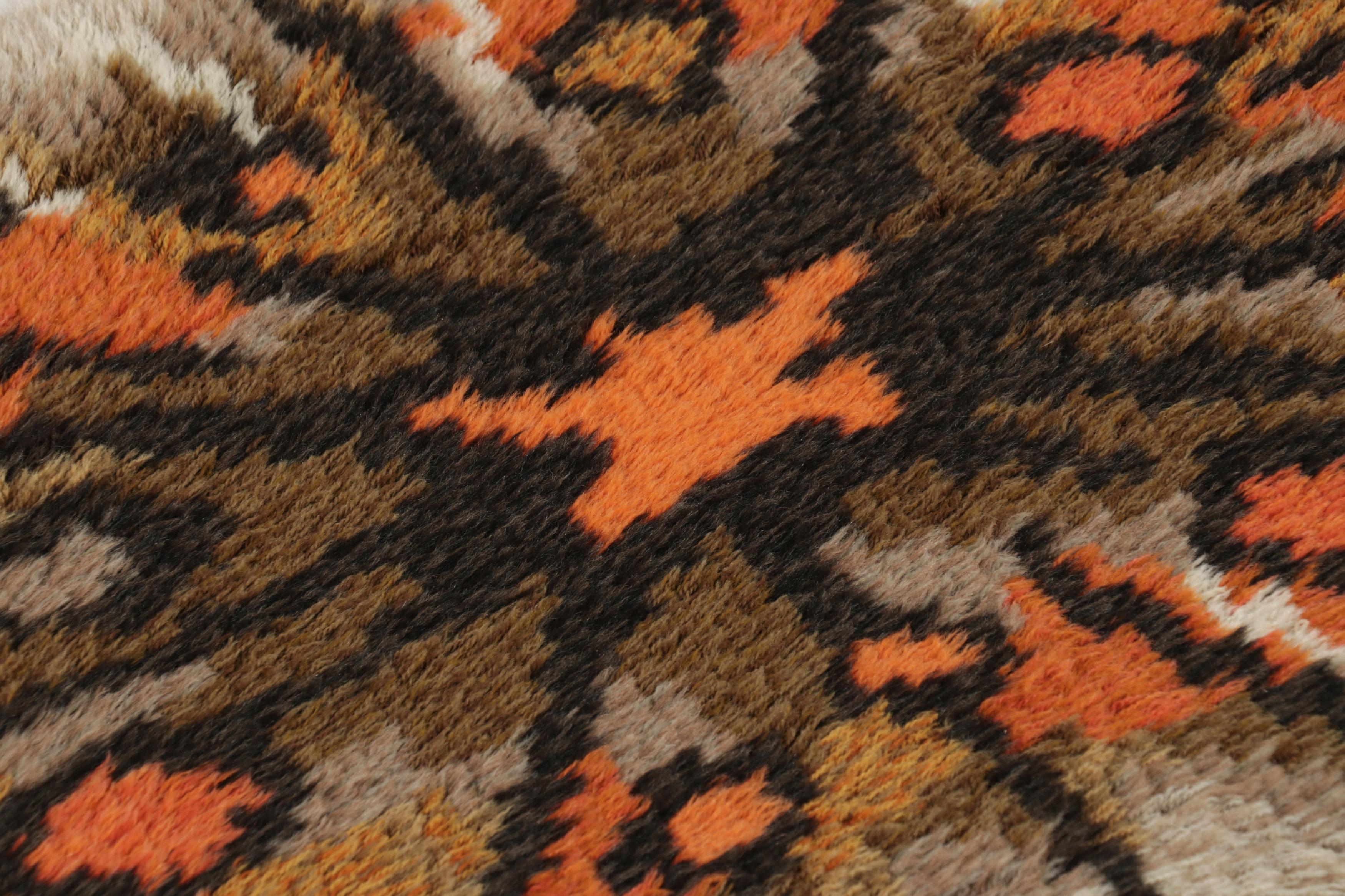 Persiano Tappeto vintage svedese Rya, audace motivo geometrico scandinavo - Rug & Kilim in vendita