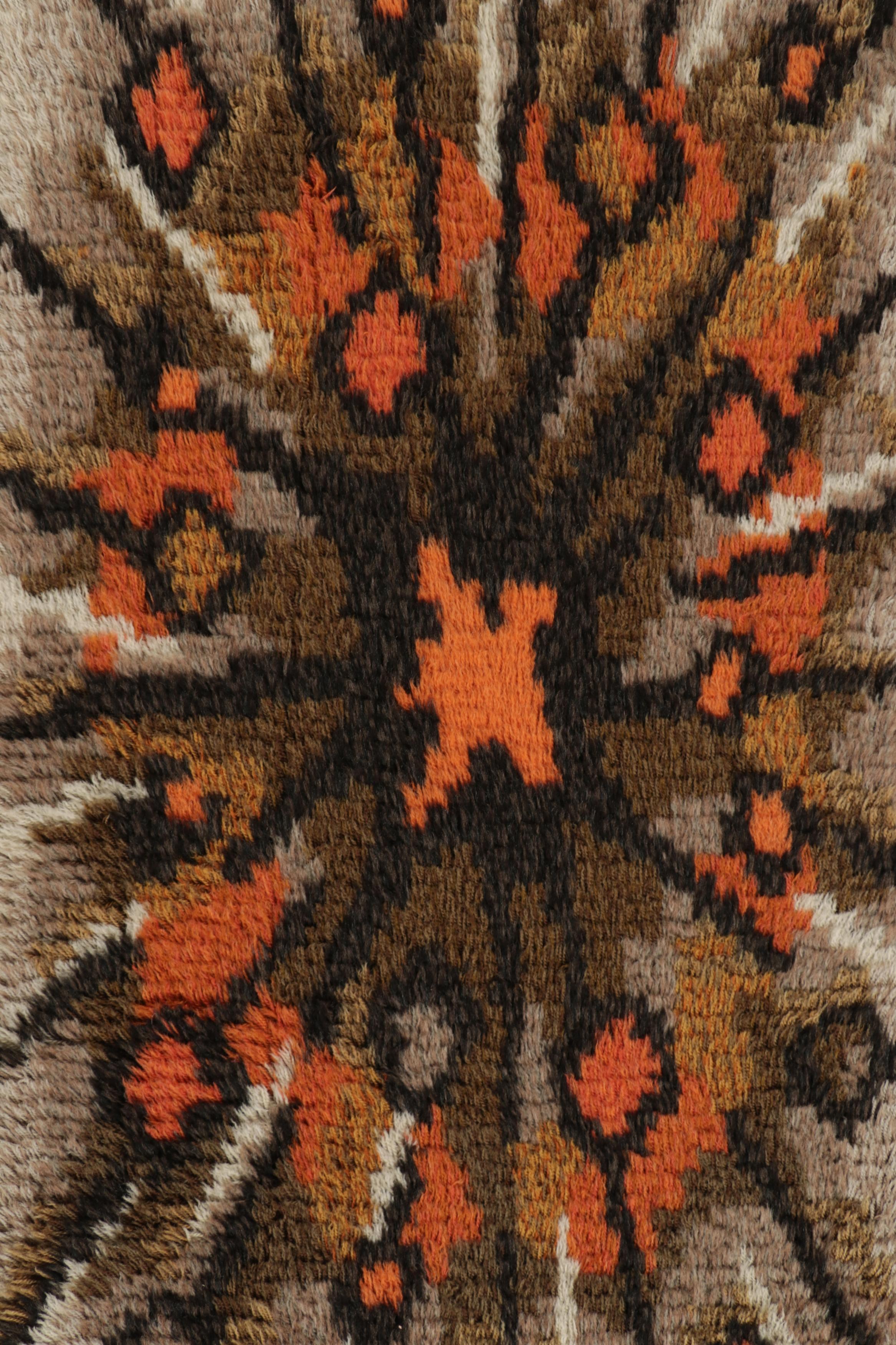 Annodato a mano Tappeto vintage svedese Rya, audace motivo geometrico scandinavo - Rug & Kilim in vendita