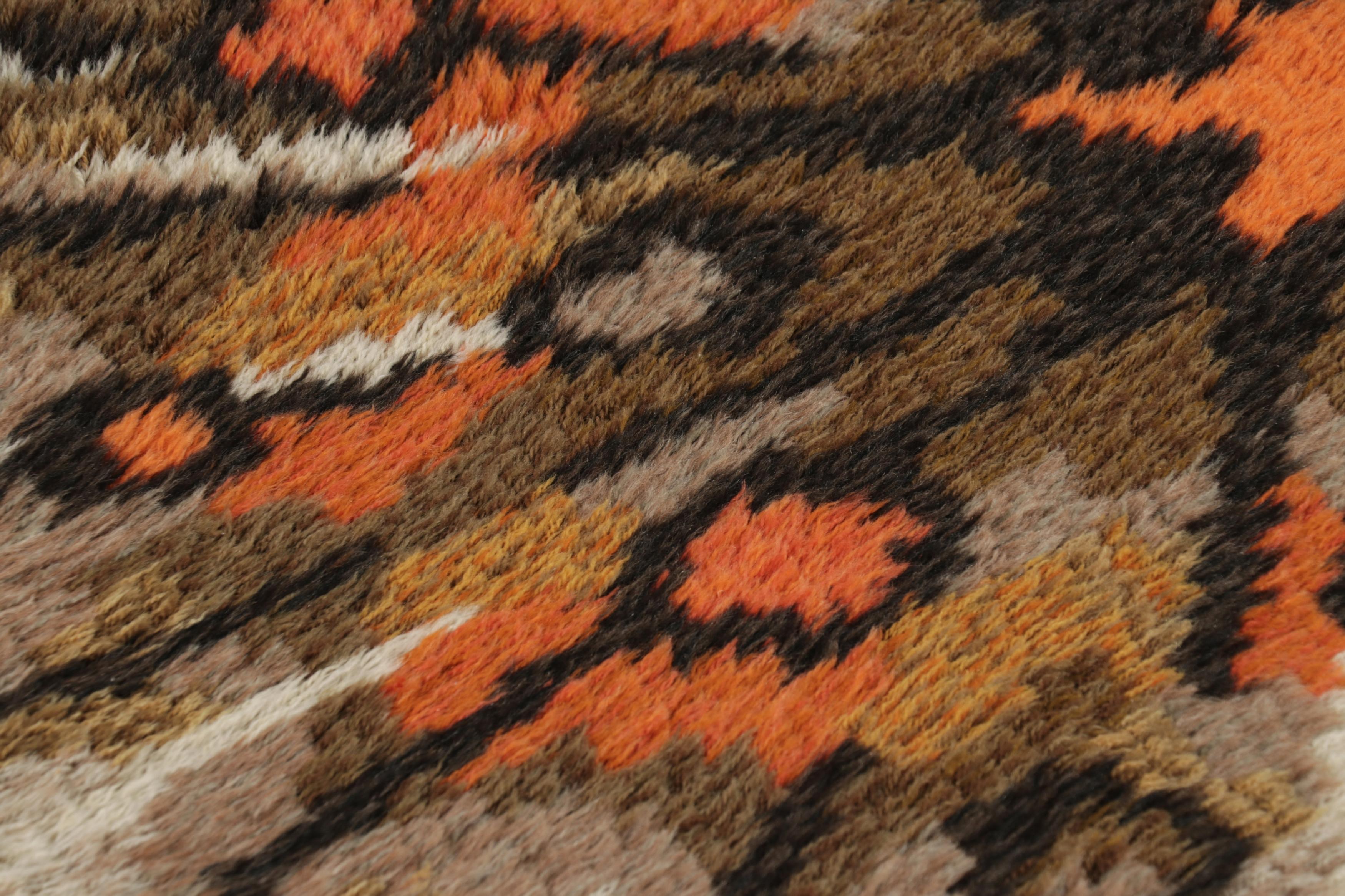 Tappeto vintage svedese Rya, audace motivo geometrico scandinavo - Rug & Kilim In condizioni buone in vendita a Long Island City, NY