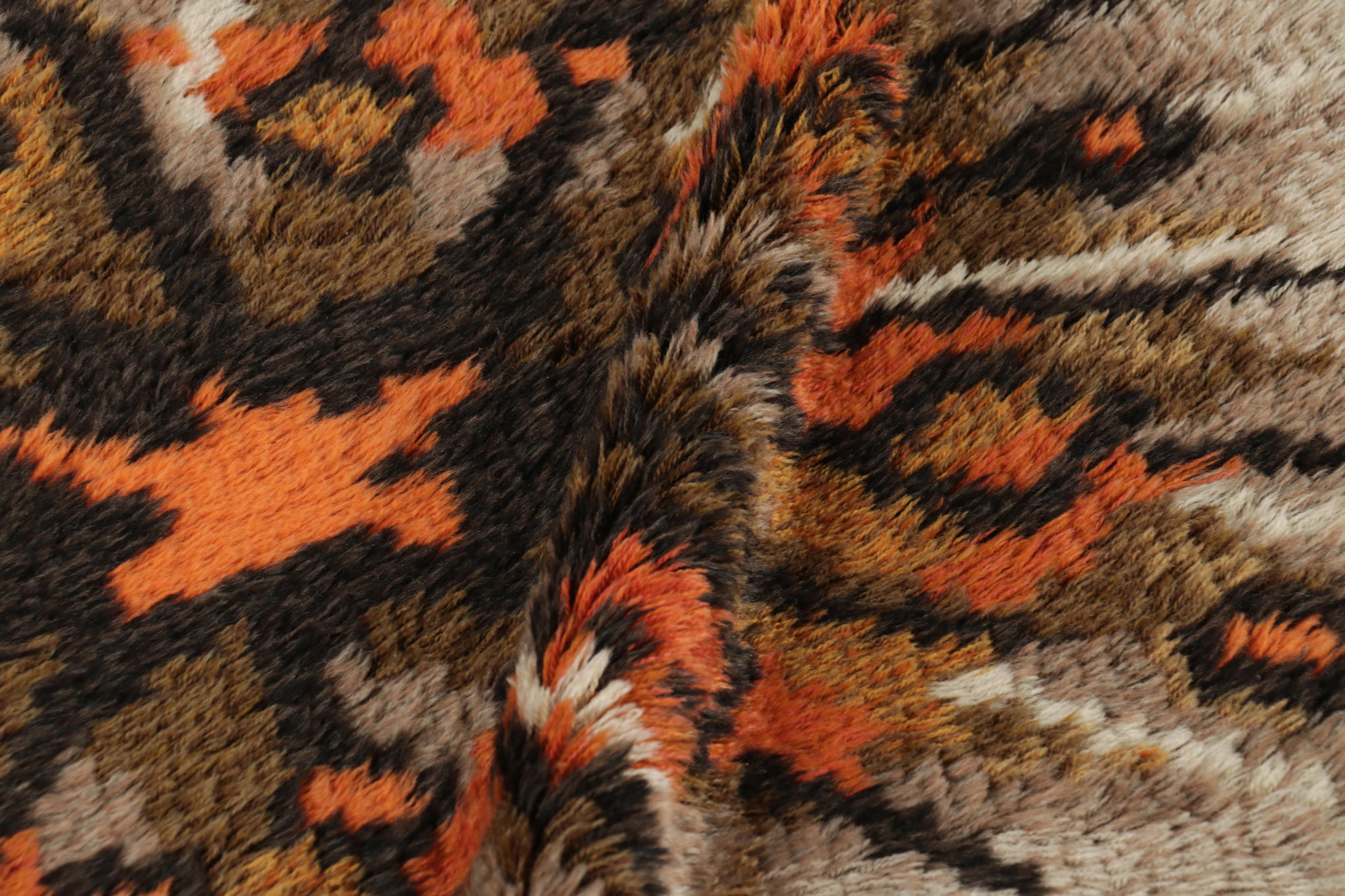 Metà XX secolo Tappeto vintage svedese Rya, audace motivo geometrico scandinavo - Rug & Kilim in vendita