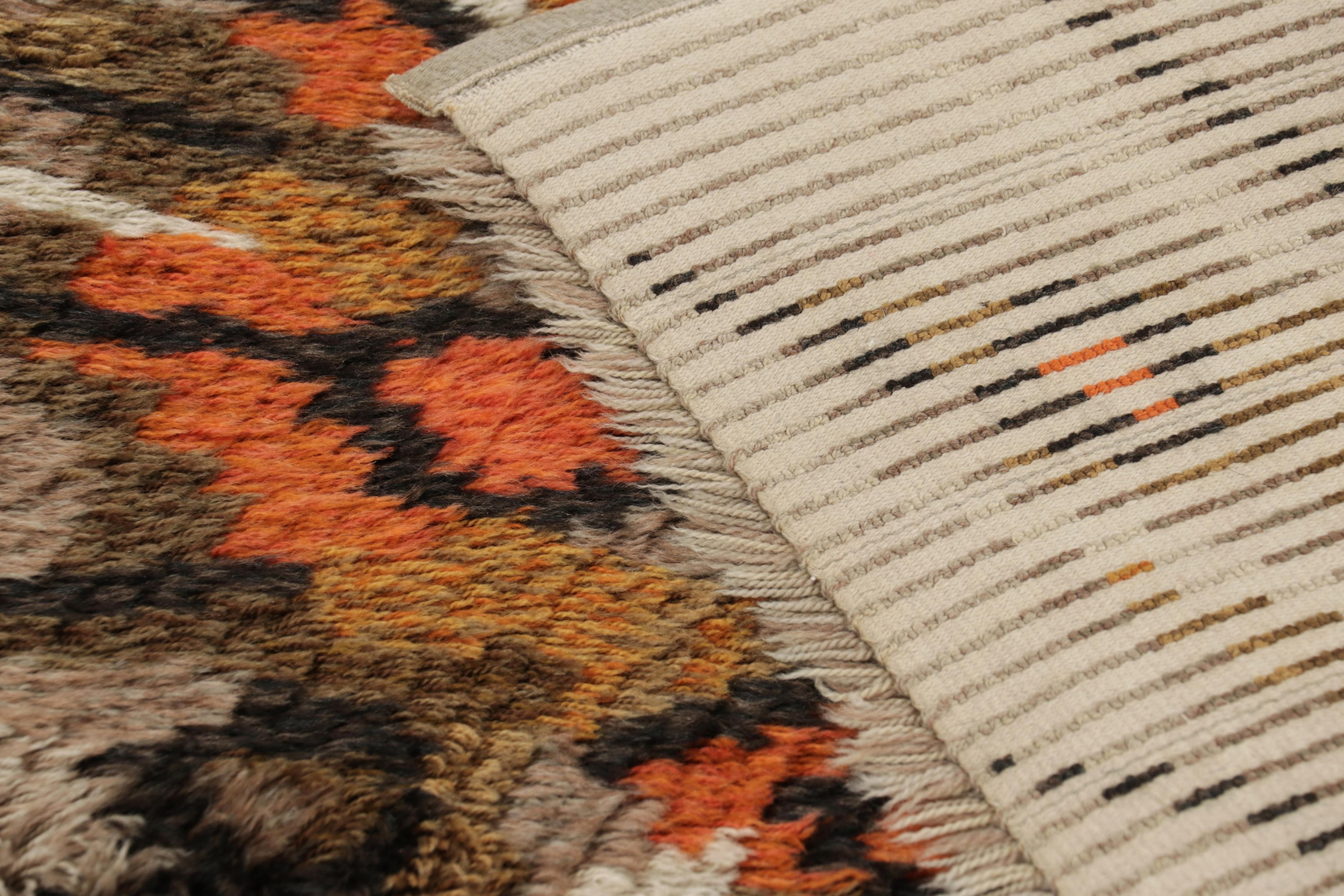 Lana Tappeto vintage svedese Rya, audace motivo geometrico scandinavo - Rug & Kilim in vendita