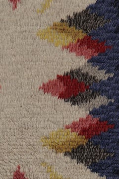 Vintage Swedish Rya Rug, Bold Scandinavian Geometric Medallions - Rug & Kilim