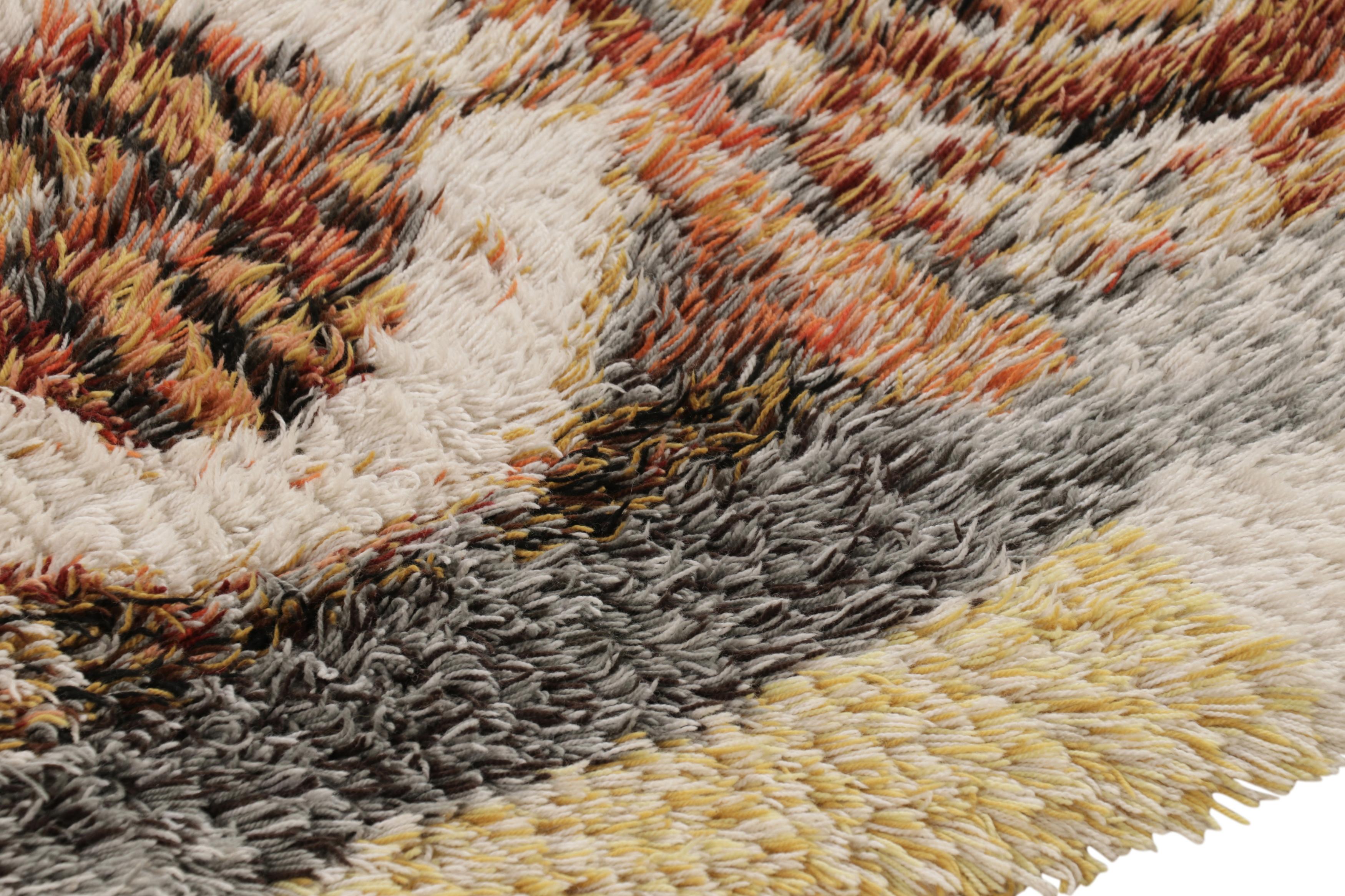 Alfombra sueca vintage Rya, atrevidos medallones geométricos escandinavos - Rug & Kilim Anudado a mano en venta