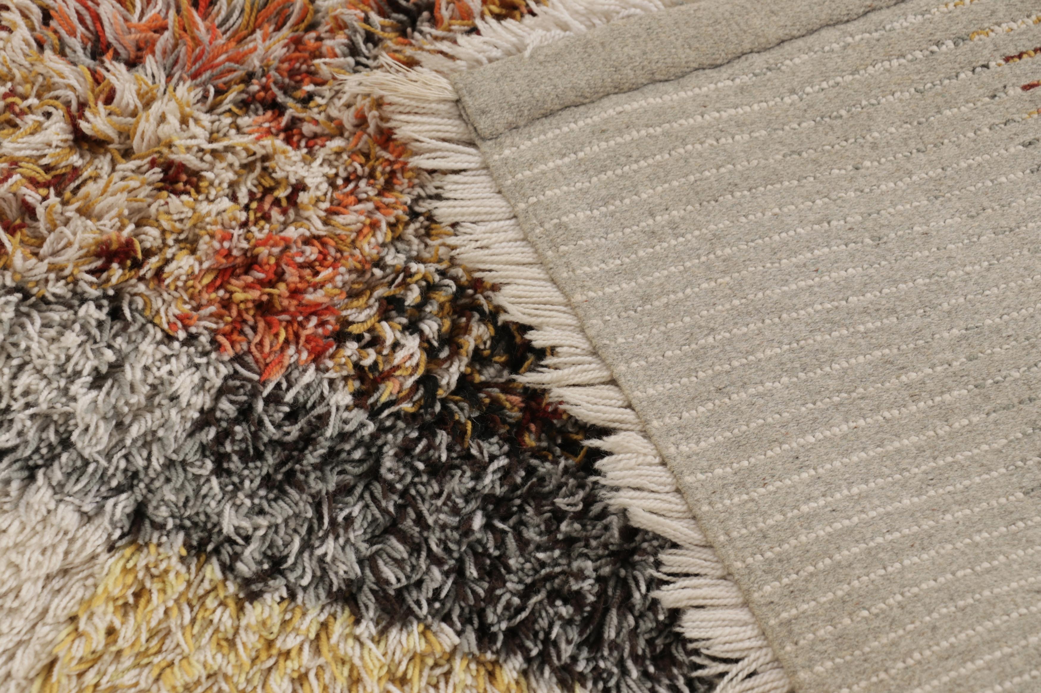 Alfombra sueca vintage Rya, atrevidos medallones geométricos escandinavos - Rug & Kilim mediados del siglo XX en venta
