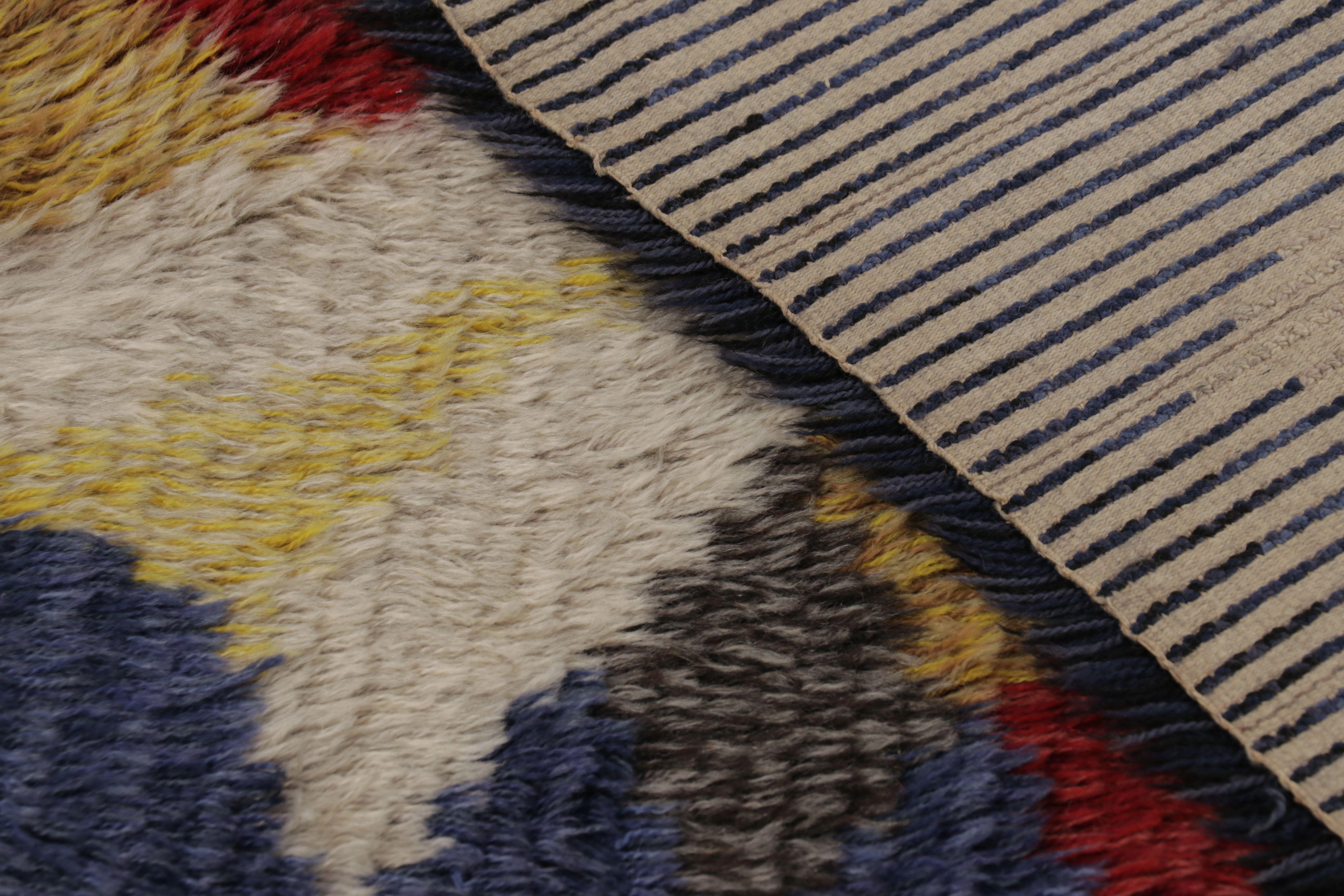 Vintage Swedish Rya Rug, Bold Scandinavian Geometric Medallions - Rug & Kilim For Sale 2