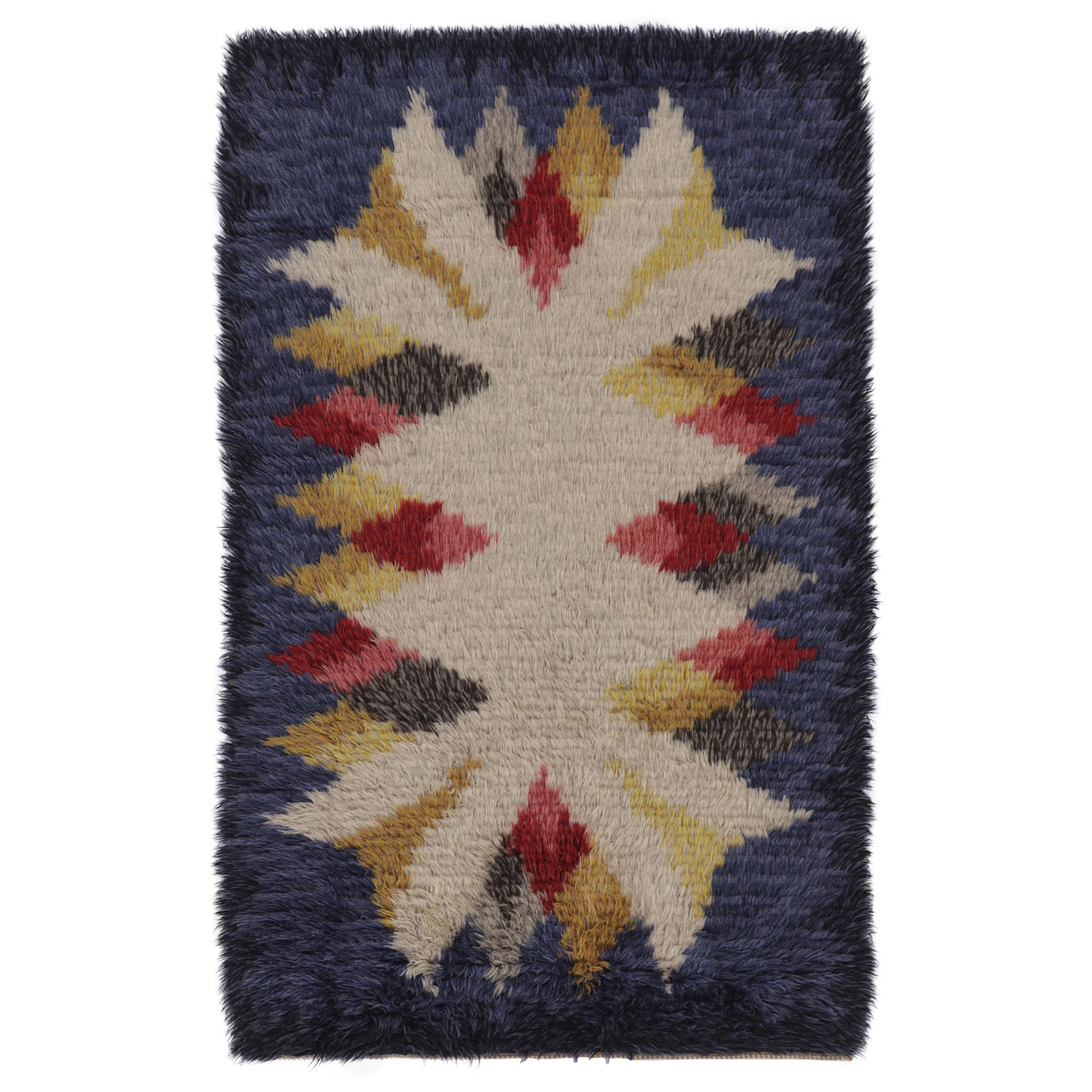 Tappeto vintage svedese Rya, audaci medaglioni geometrici scandinavi - Rug 
Kilim