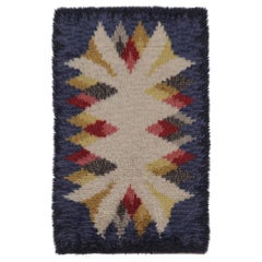 Vintage Swedish Rya Rug, Bold Scandinavian Geometric Medallions - Rug & Kilim