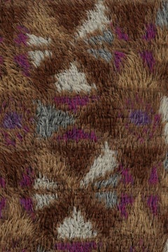 Vintage Swedish Rya Rug, Bold Scandinavian Geometric Pattern - Rug & Kilim