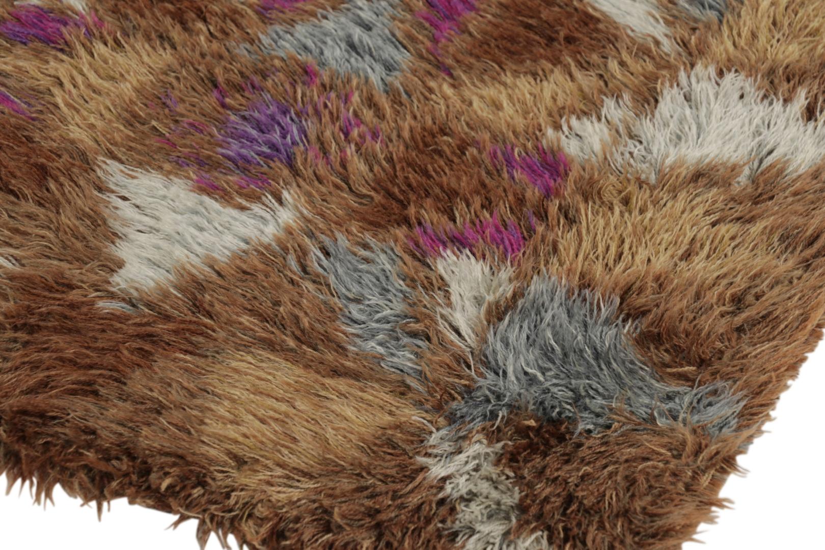 Vintage Swedish Rya Rug, kühnes skandinavisches geometrisches Muster - Rug & Kilim (Skandinavische Moderne) im Angebot