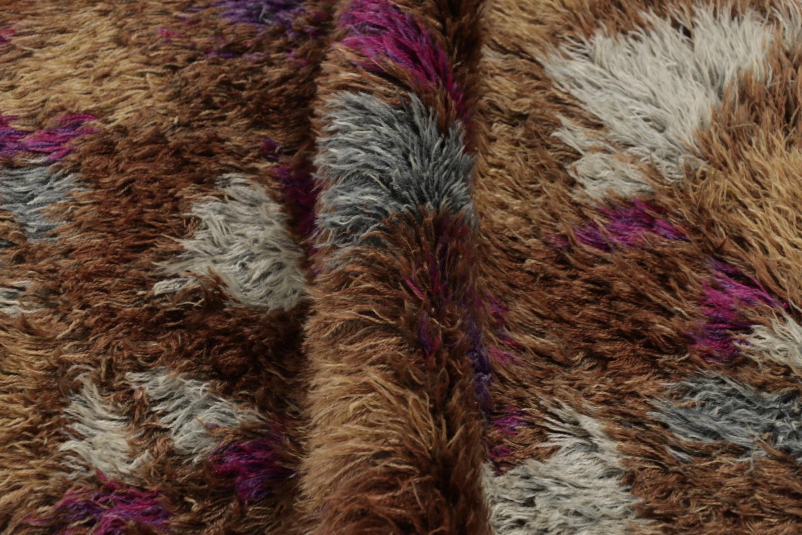 Vintage Swedish Rya Rug, kühnes skandinavisches geometrisches Muster - Rug & Kilim (Schwedisch) im Angebot