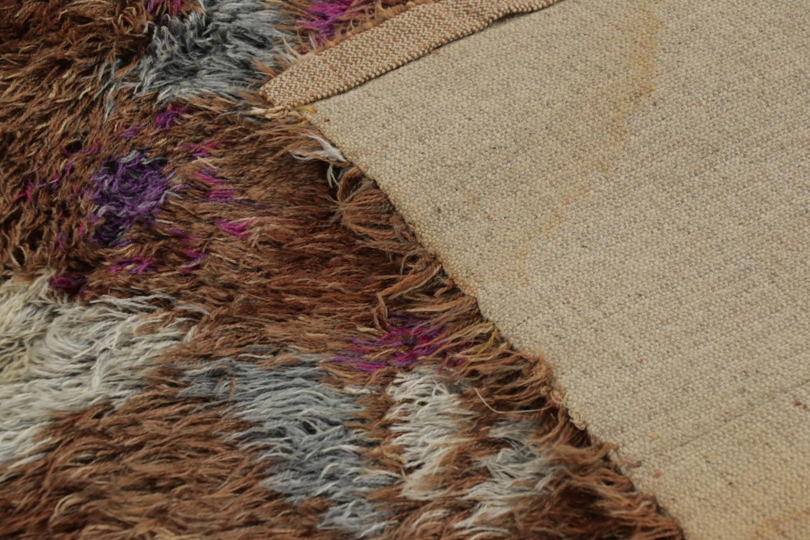 Vintage Swedish Rya Rug, kühnes skandinavisches geometrisches Muster - Rug & Kilim (Handgeknüpft) im Angebot